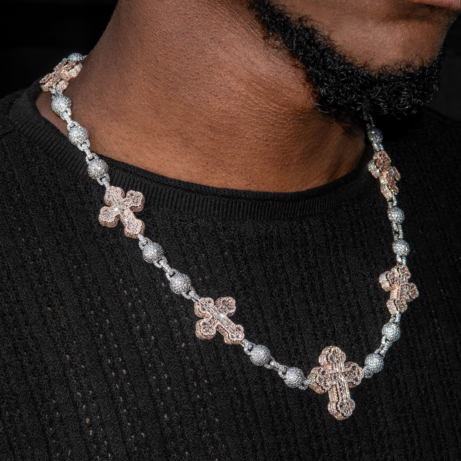 High End Jewelry - Diamond Baguette Crosses Iced Out Chain - Image 2