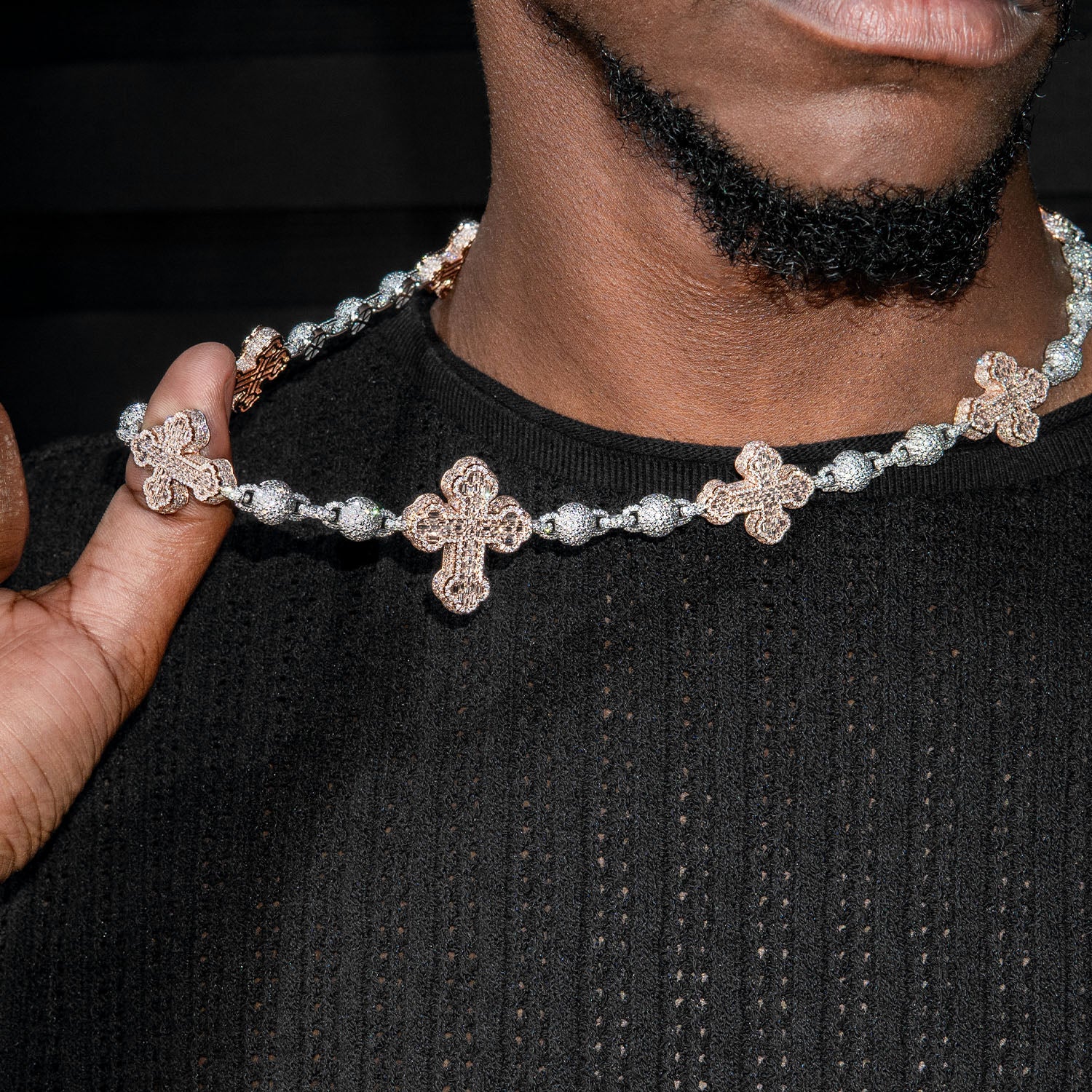 High End Jewelry - Diamond Baguette Crosses Iced Out Chain - Image 3