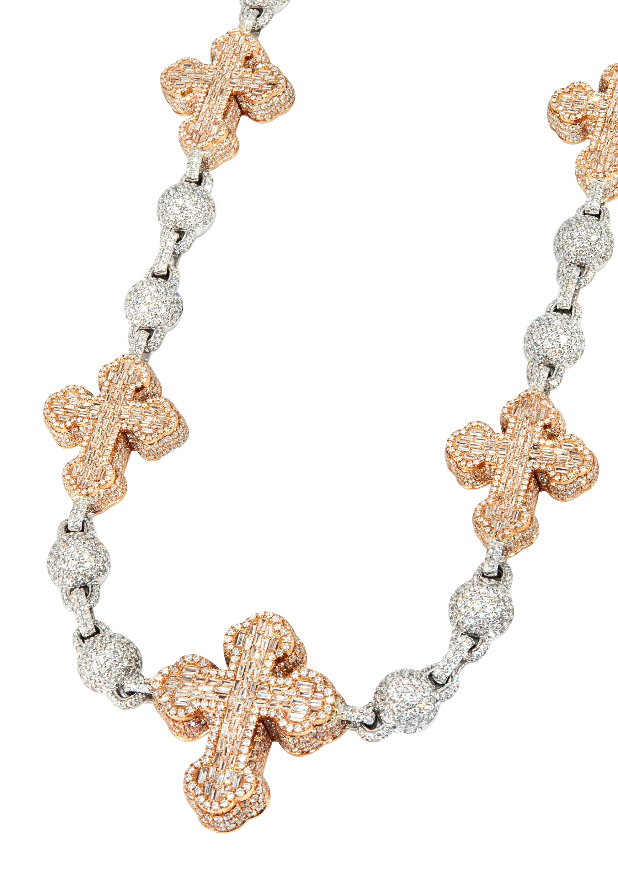 High End Jewelry - Diamond Baguette Crosses Iced Out Chain - Image 5