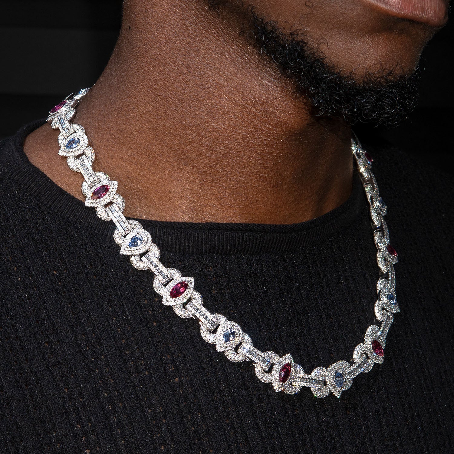 High End Jewelry - Iced Out Ruby & Sapphire Chain - Image 2