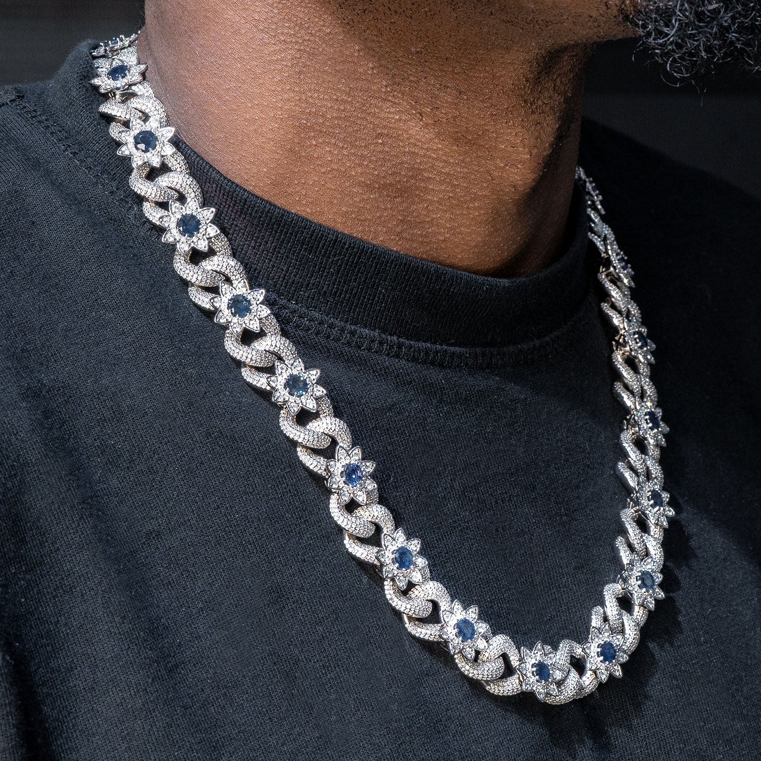 High End Jewelry - Iced Out Diamond Sapphire Chain - Image 2