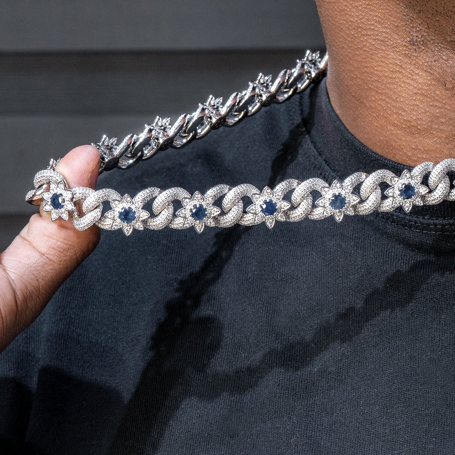 High End Jewelry - Iced Out Diamond Sapphire Chain - Image 3