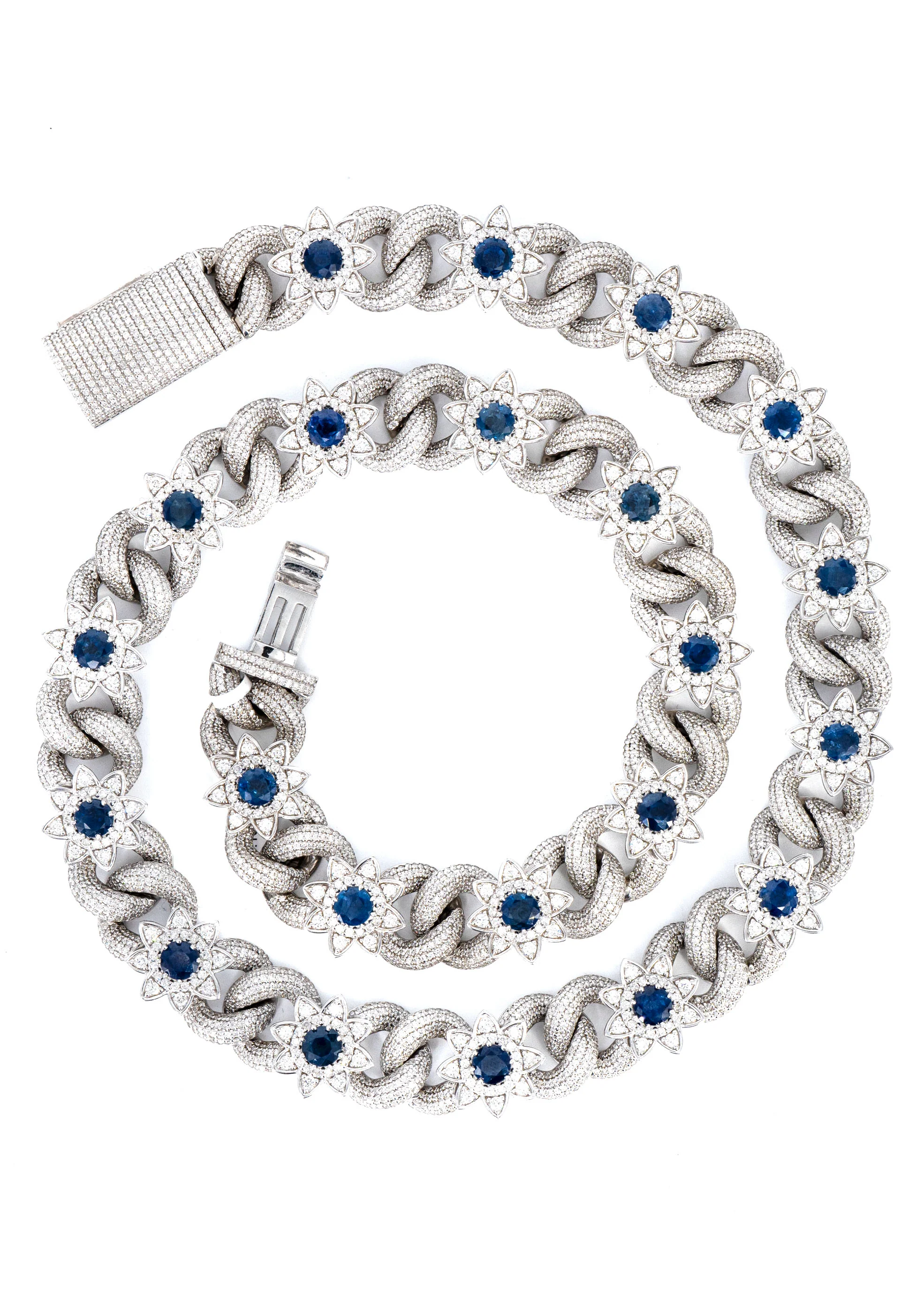 High End Jewelry - Iced Out Diamond Sapphire Chain - Image 6
