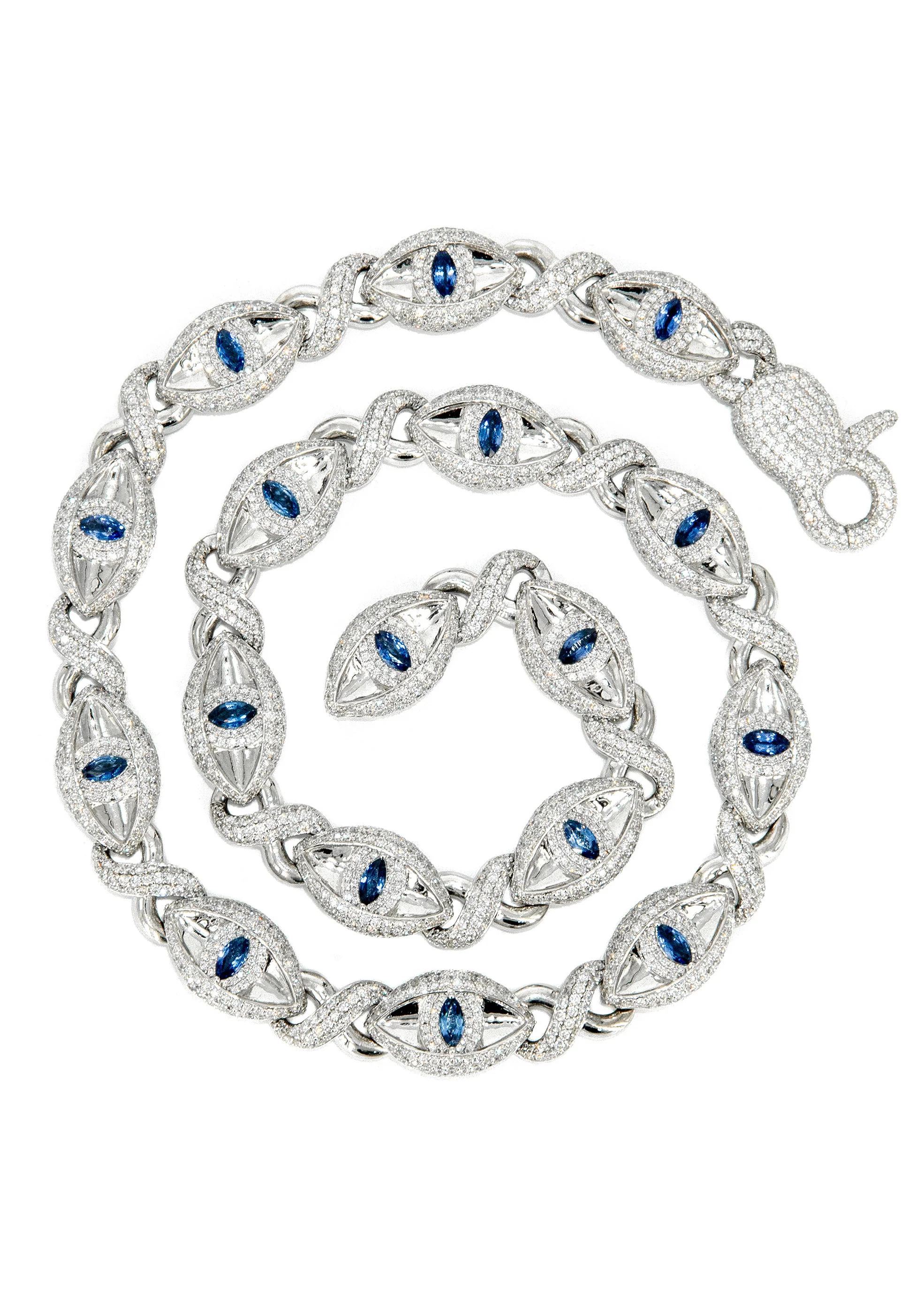 High End Jewelry - Diamond Evil Eye sapphire Iced Out Chain - Image 6