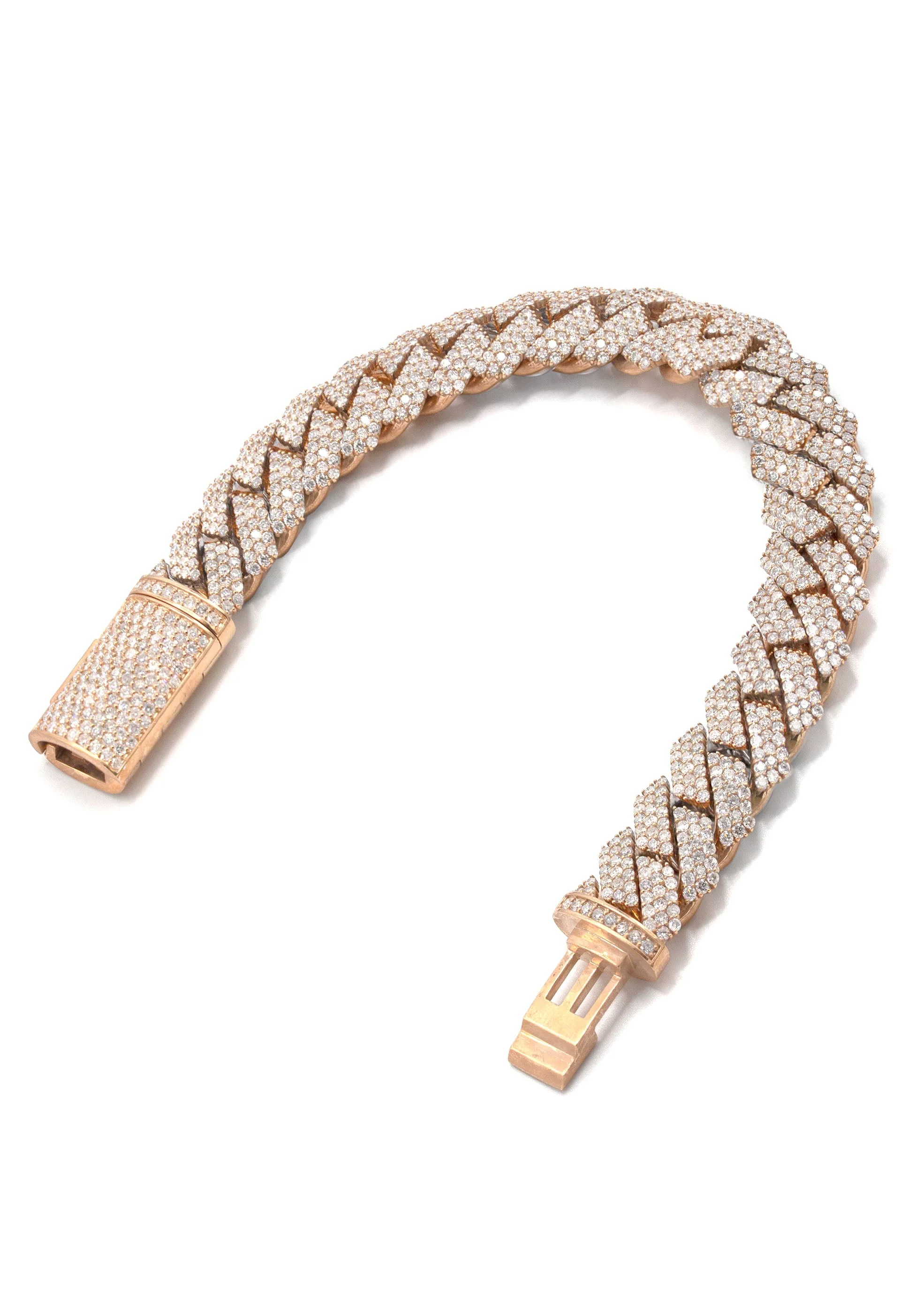Iced Out Diamond Prong Cuban Link Rose Gold Bracelet 10K/14K - Image 3