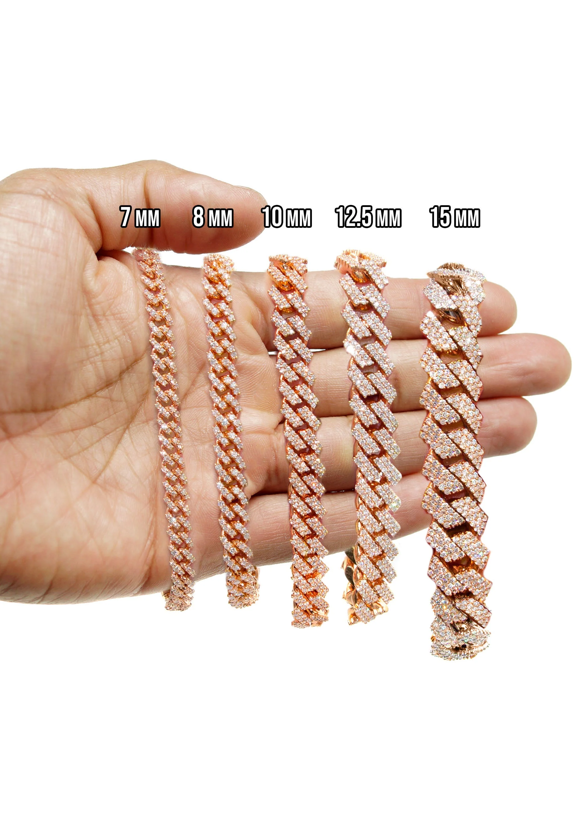 Iced Out Diamond Prong Cuban Link Rose Gold Bracelet 10K/14K - Image 4