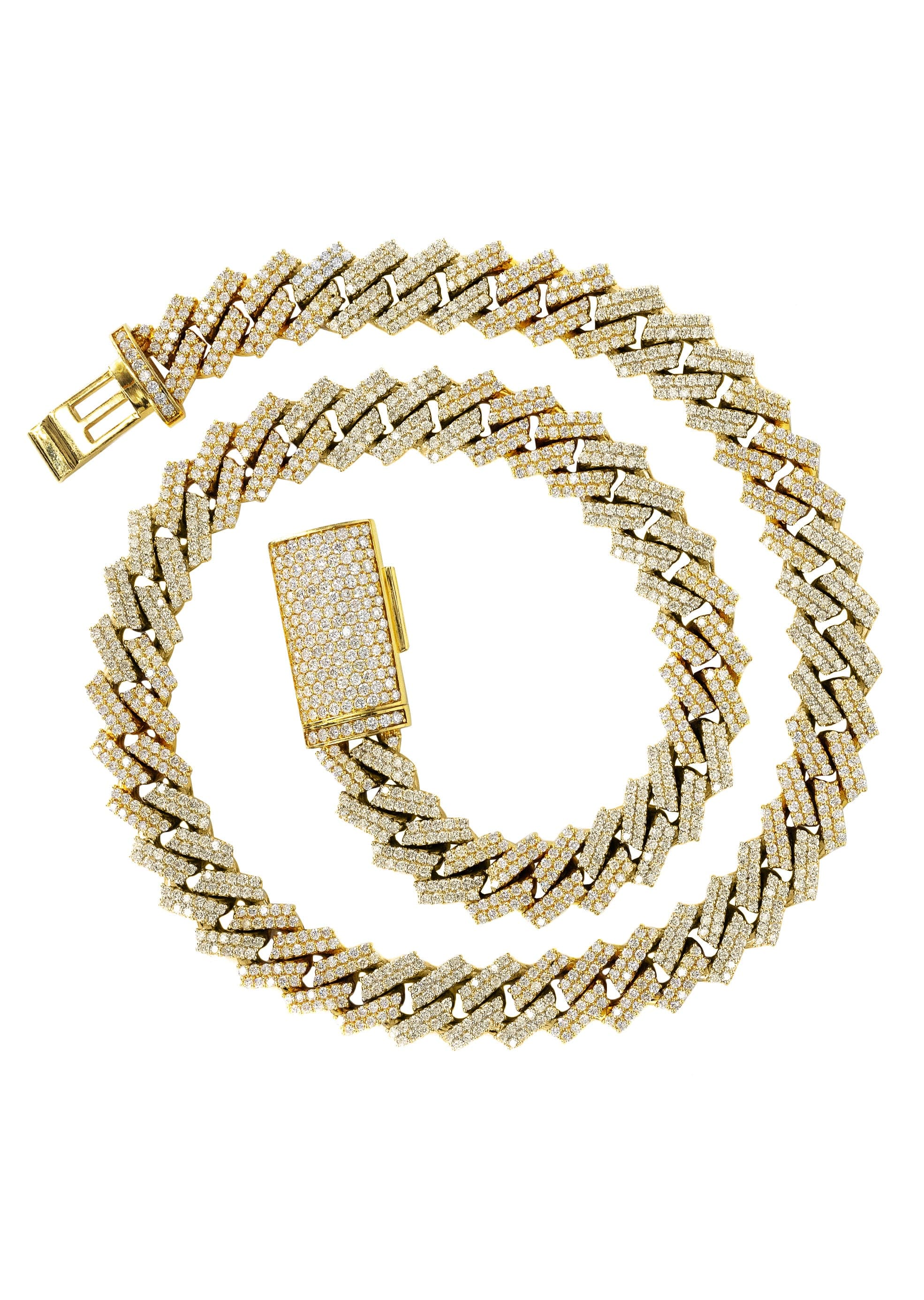 Iced Out Diamond Prong Cuban Link Yellow Gold Chain 10K/14K - Image 4