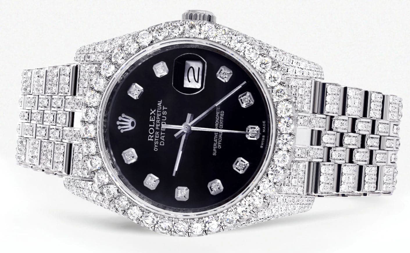 Iced Out Rolex Datejust 36 MM | Stainless Steel | 16.5 Carats of Diamonds | Black Dial | Jubilee Band | Model 116200 - Image 2