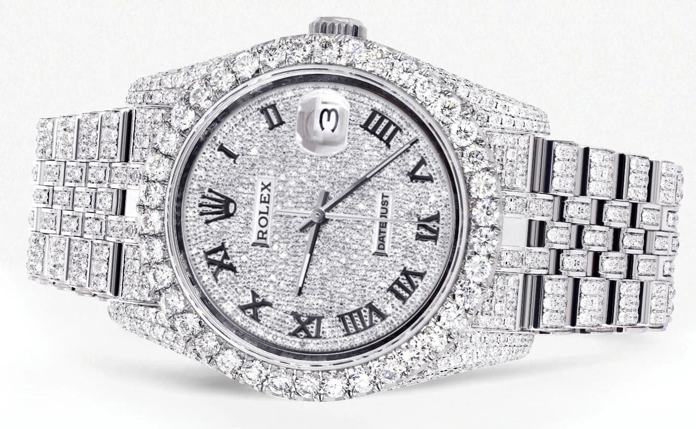 Iced Out Rolex Datejust 36 MM | Stainless Steel | 16.5 Carats of Diamonds | Full Diamond Roman Diamond Dial | Jubilee Band | Model 116200 - Image 2
