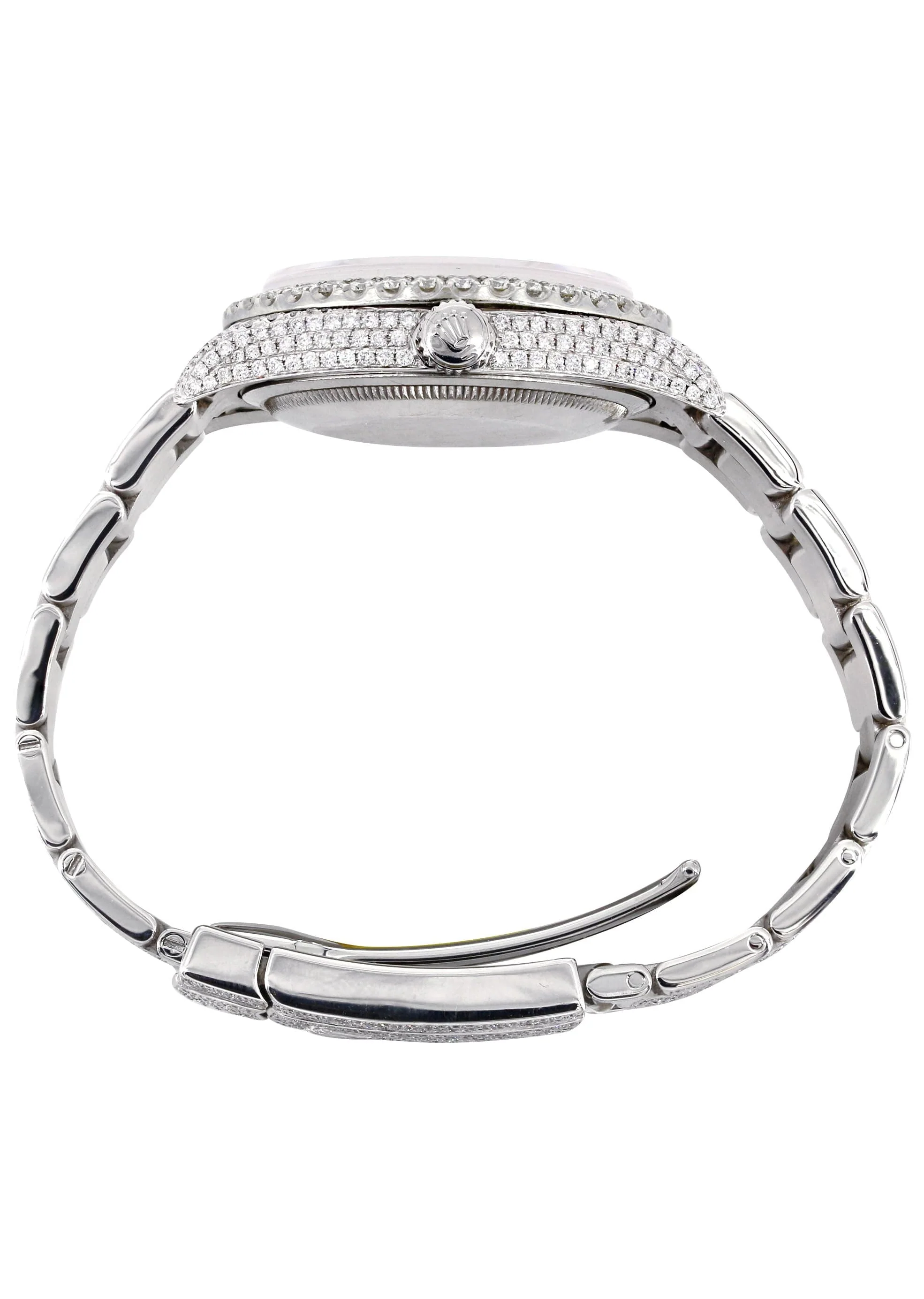 Iced Out Rolex Datejust 36 MM | Stainless Steel | 16.5 Carats of Diamonds | Light Mother of Pearl Arabic Diamond Dial | Oyster Band | Model 116200 - Image 6