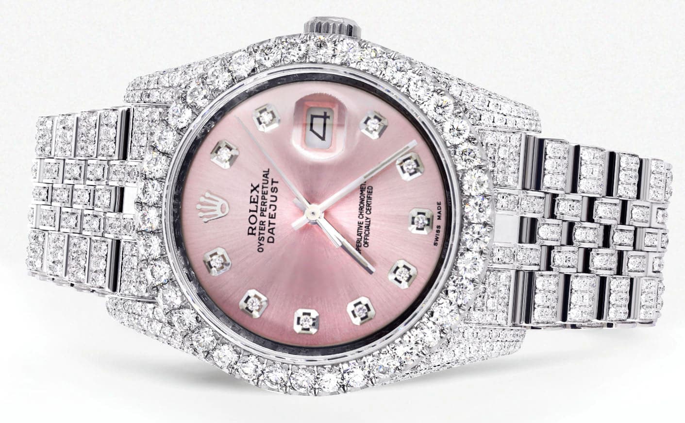 Iced Out Rolex Datejust 36 MM | Stainless Steel | 16.5 Carats of Diamonds | Pink Diamond Dial | Jubilee Band | Model 116200 - Image 2