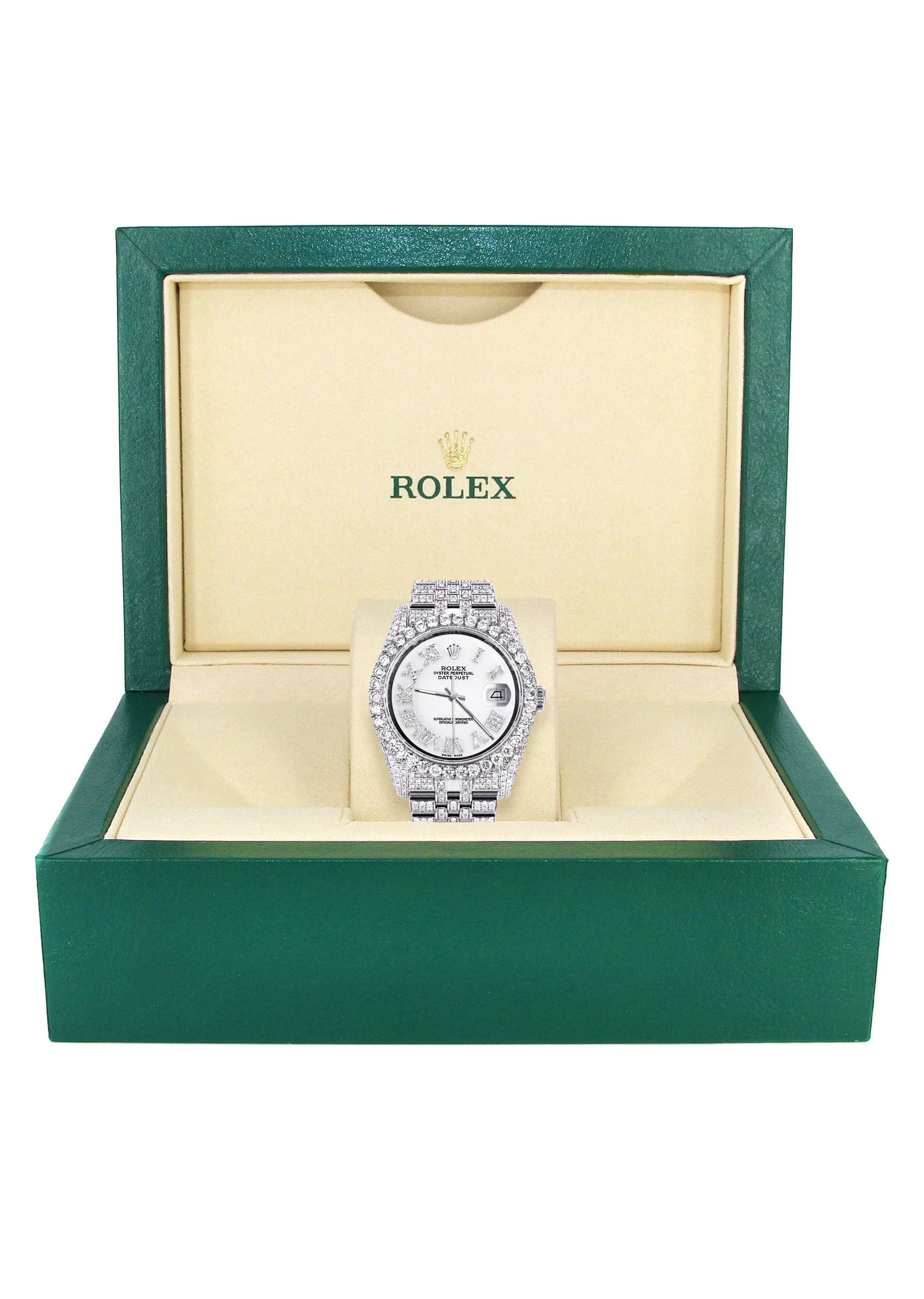Iced Out Rolex Datejust 36 MM | Stainless Steel | 16.5 Carats of Diamonds | White Roman Diamond Dial | Jubilee Band | Model 116200 - Image 4