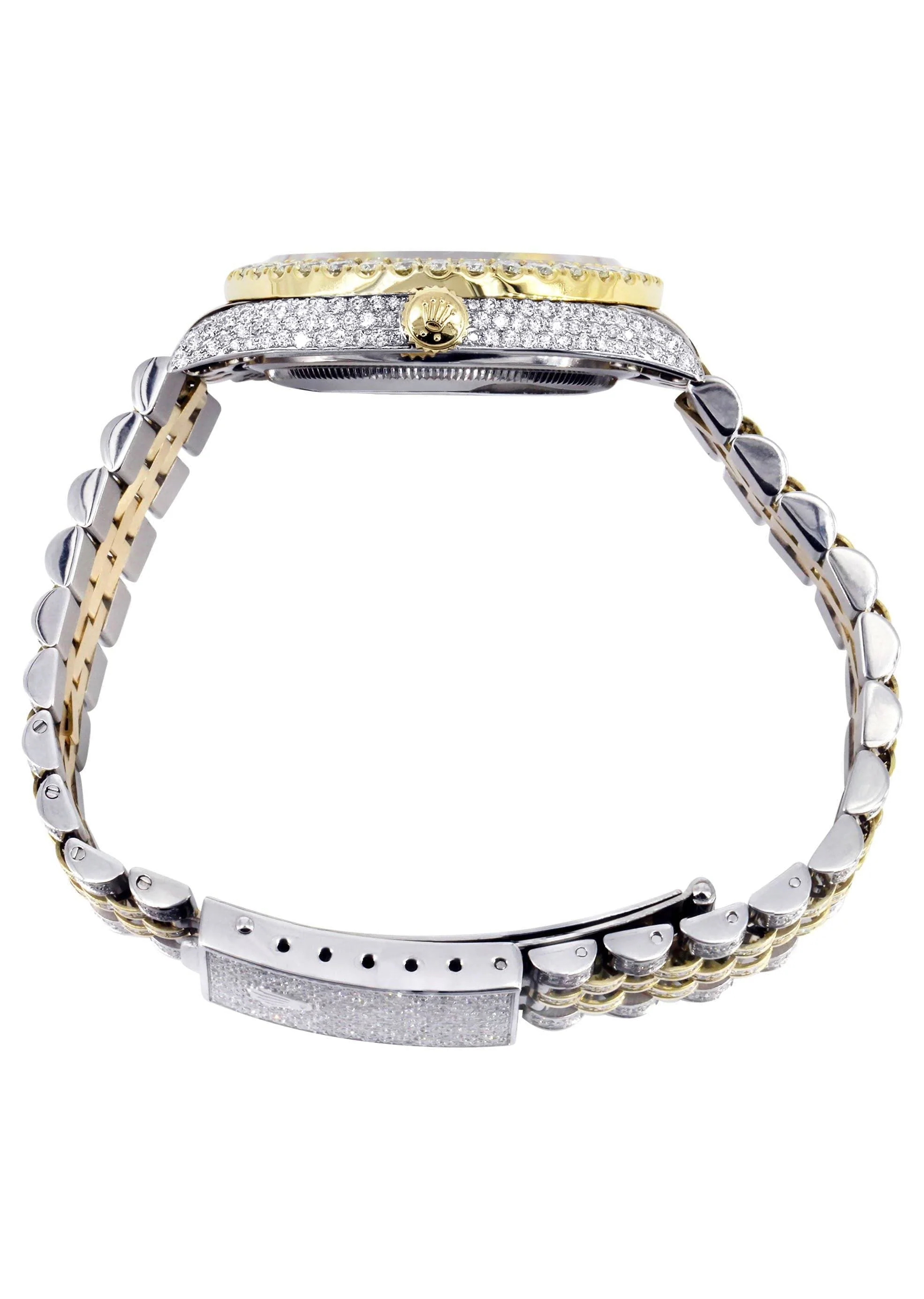 Iced Out Rolex Datejust 36 MM | Two Tone | 10 Carats of Diamonds | Blue Mother of Pearl Roman Diamond Dial - Image 4