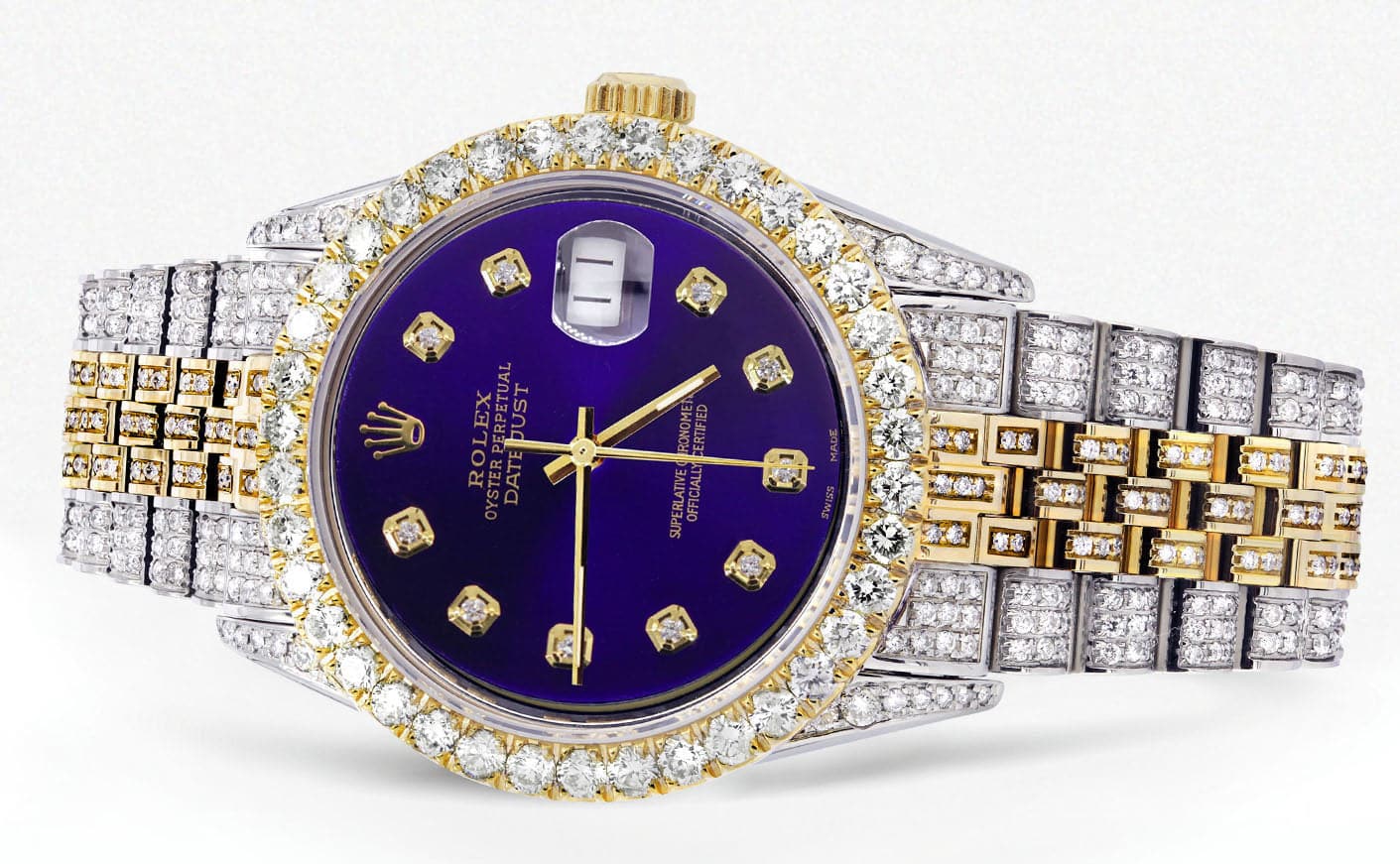 Iced Out Rolex Datejust 36 MM | Two Tone | 10 Carats of Diamonds | Purple Diamond Dial - Image 2