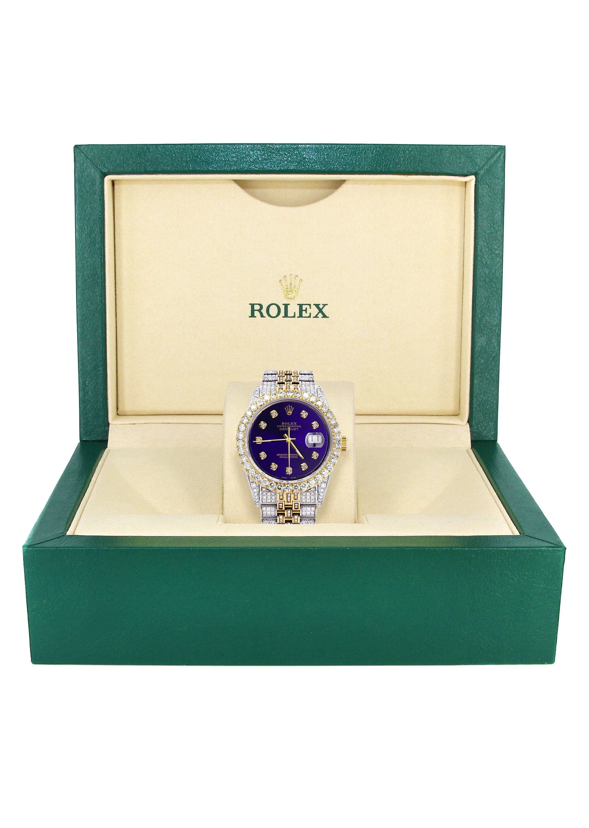 Iced Out Rolex Datejust 36 MM | Two Tone | 10 Carats of Diamonds | Purple Diamond Dial - Image 6