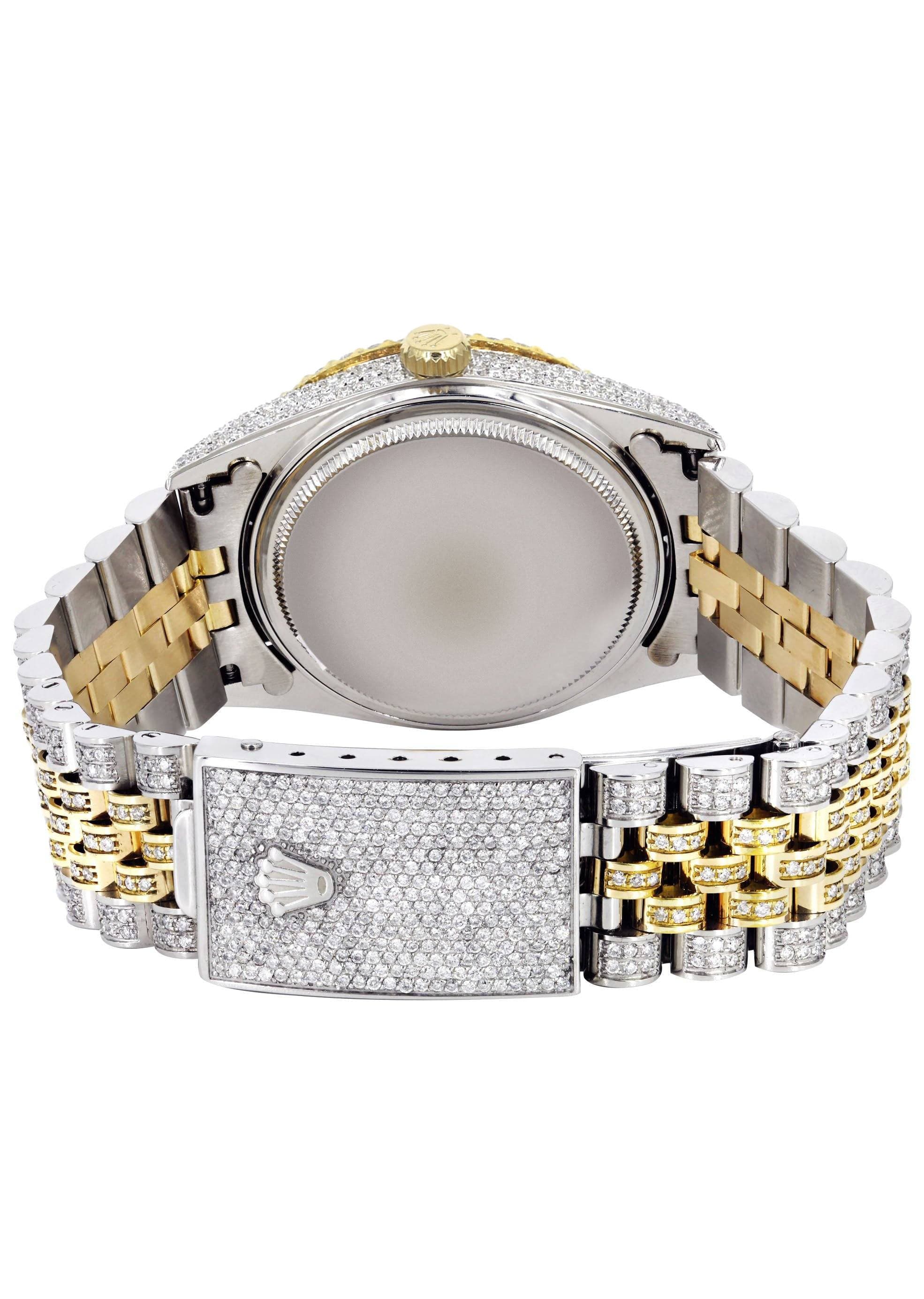 Iced Out Rolex Datejust 36 MM | Two Tone | 10 Carats of Diamonds | Purple Roman Diamond Dial - Image 5