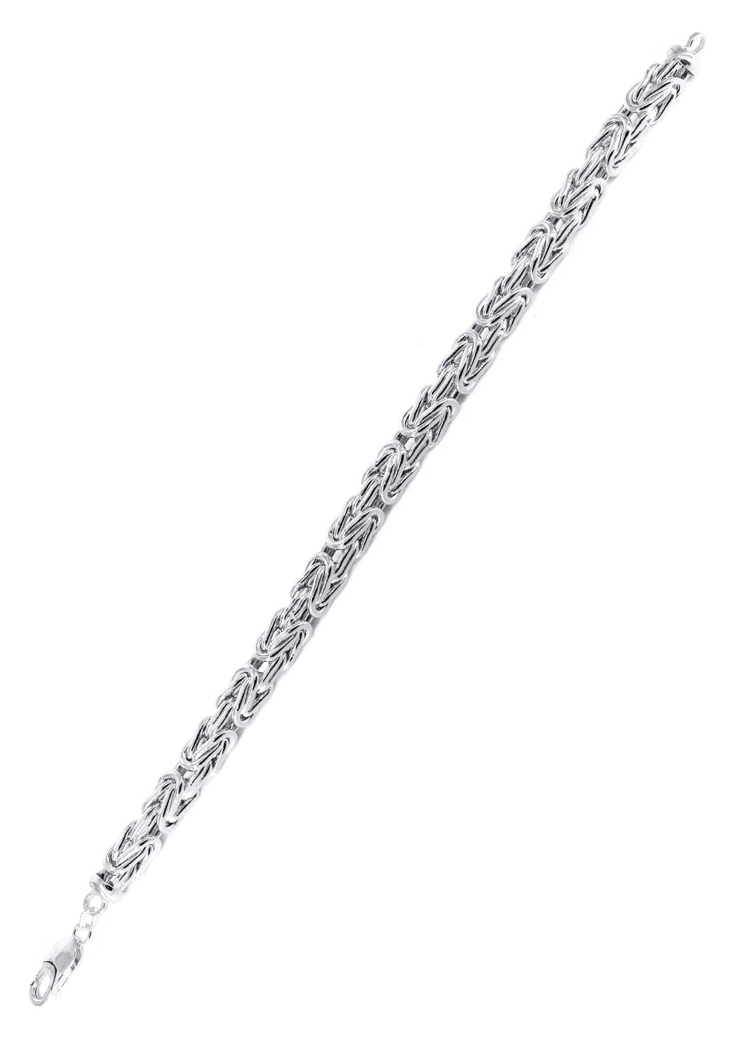 Italian Mens Semi Solid Byzantine Bracelet 10K/14K White Gold - Image 3