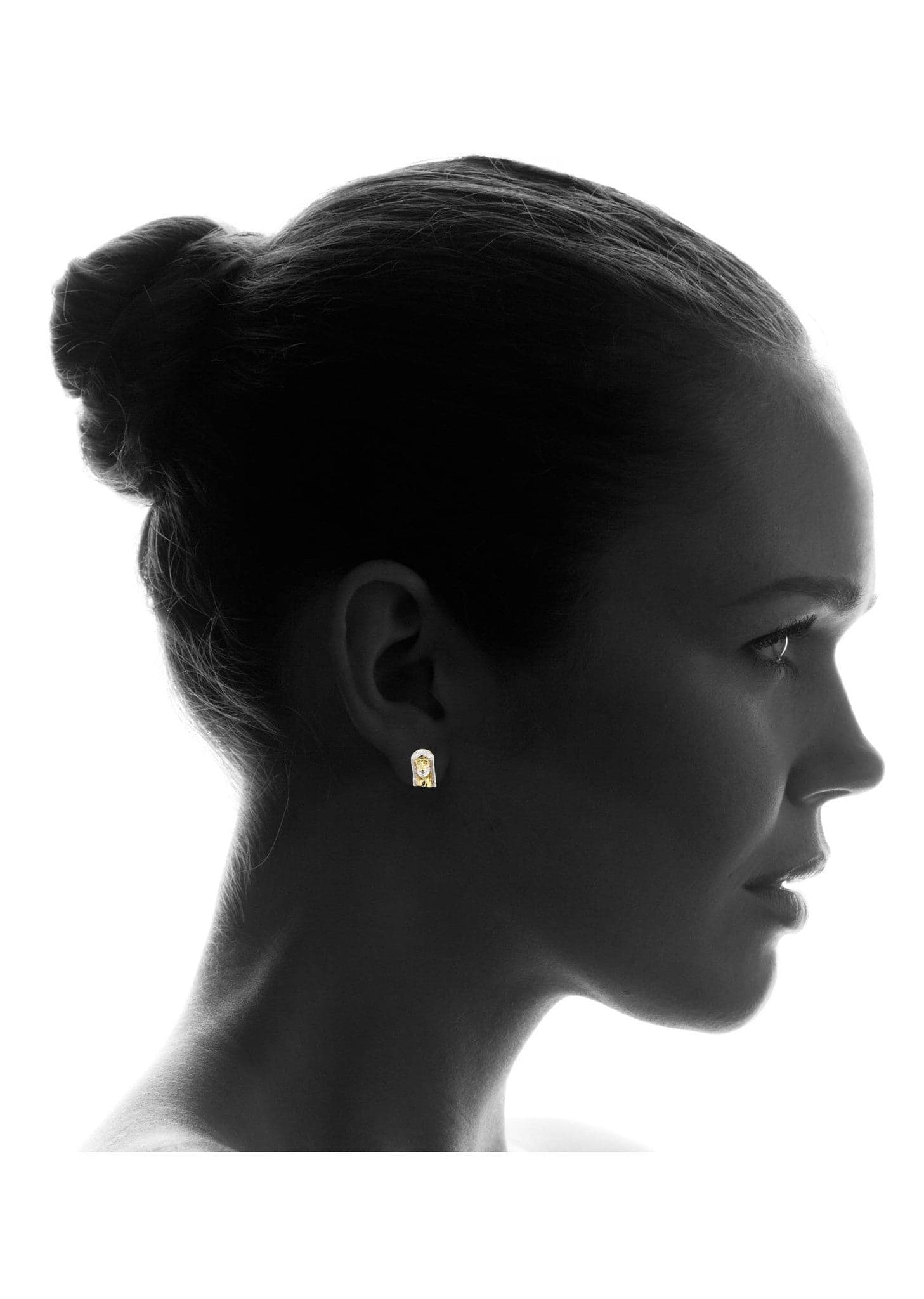 Jesus 10K Yellow Gold Studs | Appx. Diameter 0.5 Inches - Image 4