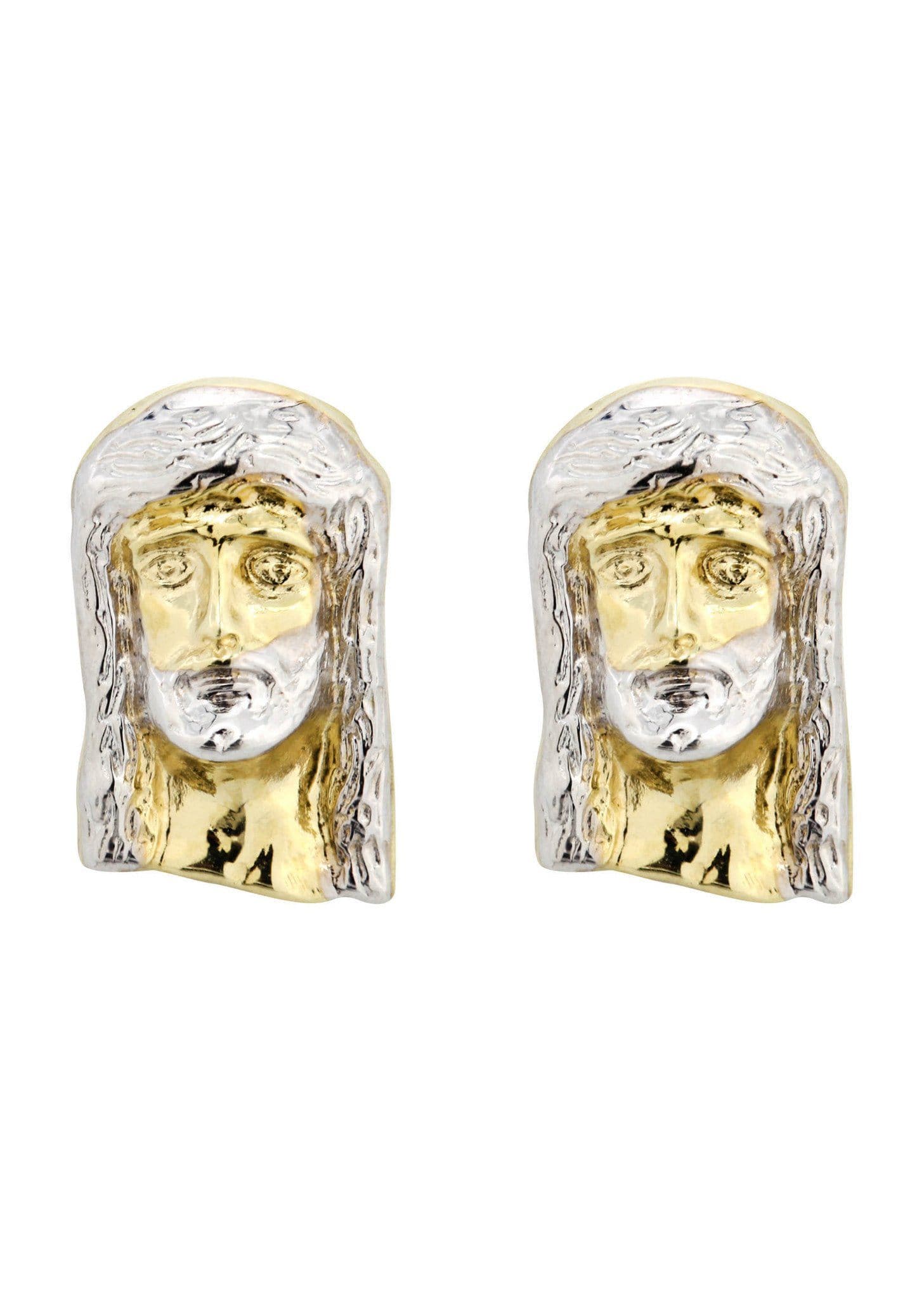 10K Jesus Head Gold Earrings For Men | Appx 3/8 Inches Wide