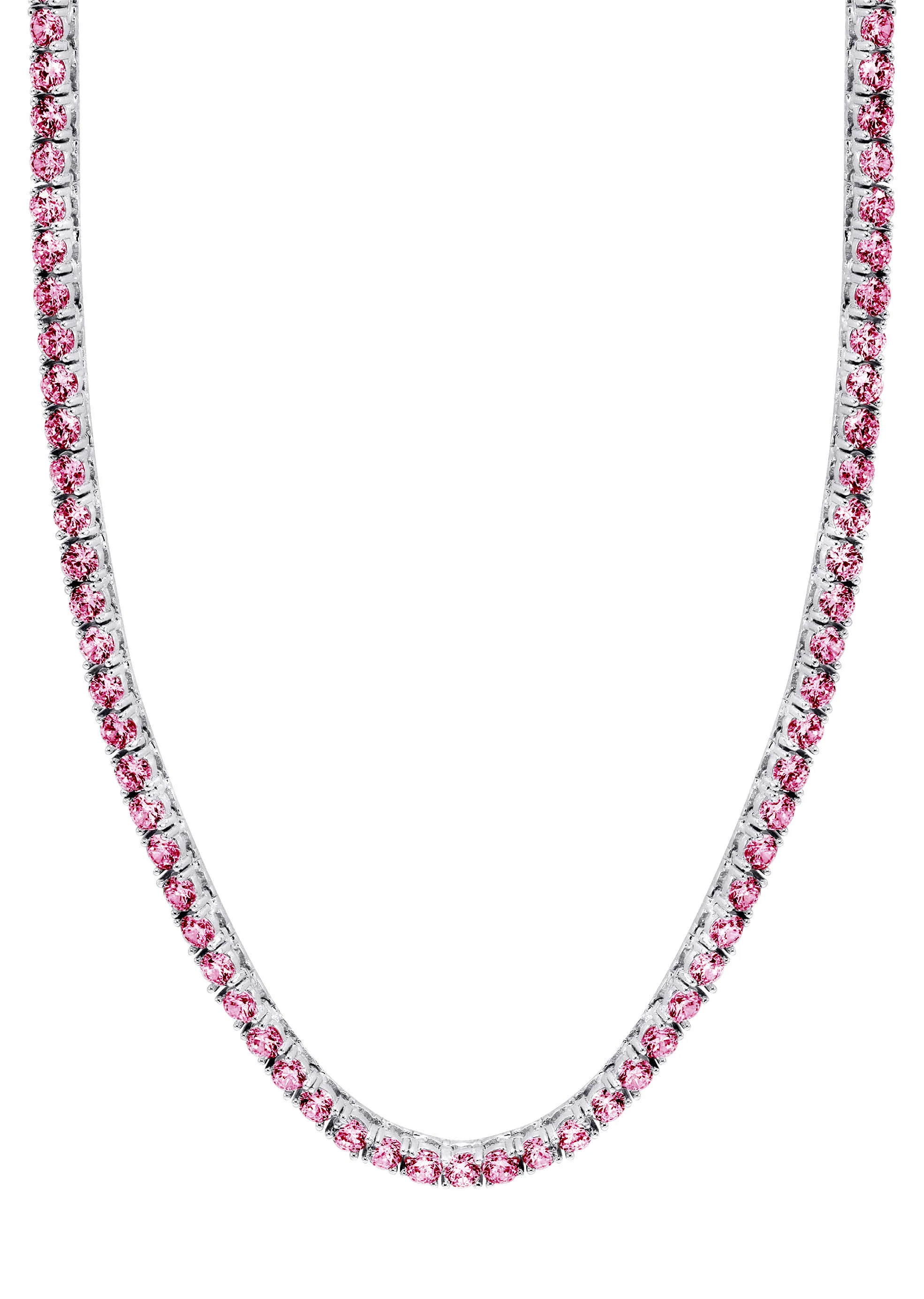 Lab Grown VVS Pink Diamond Tennis Chain / Necklace  - 14K White Gold - Image 3