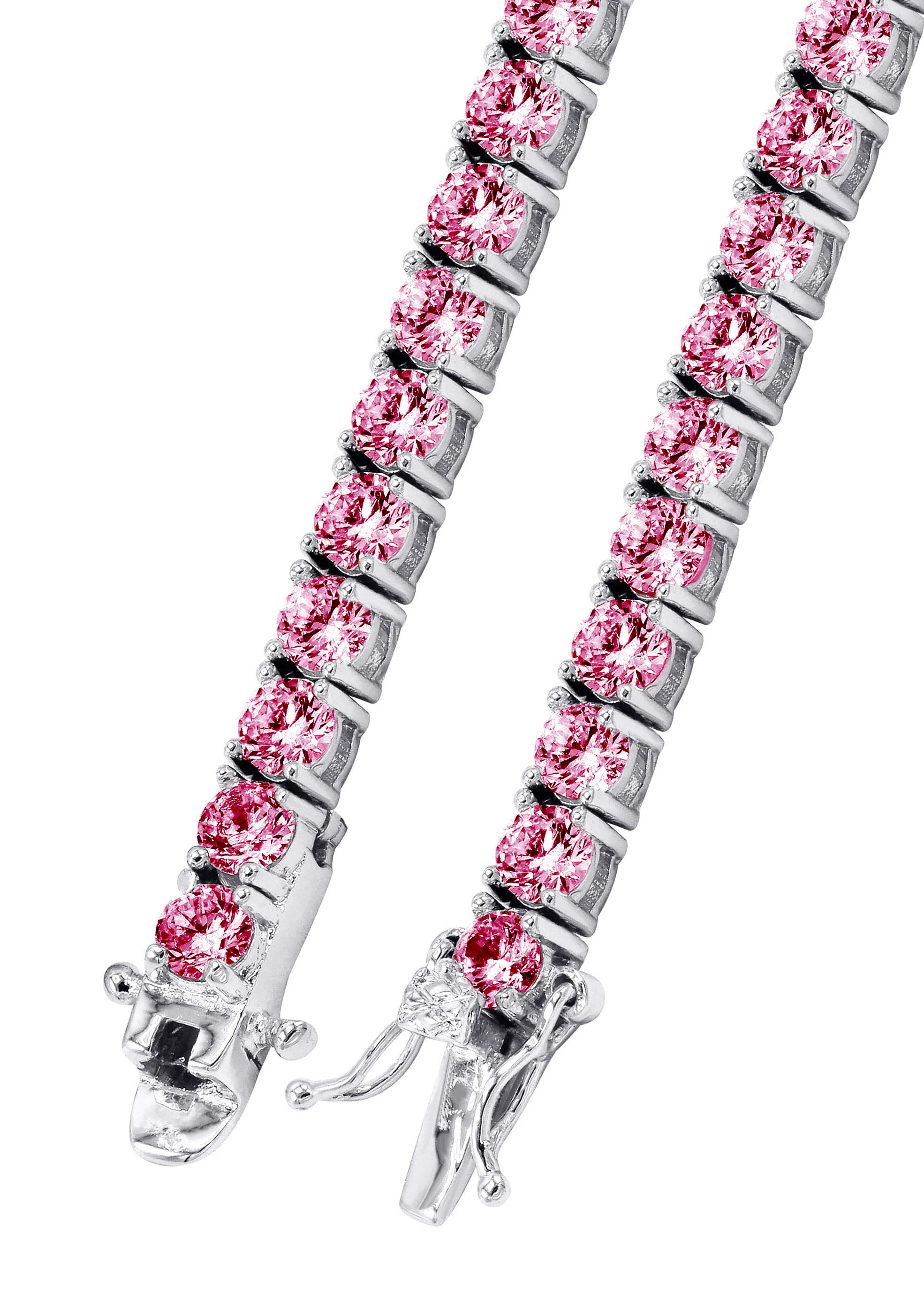 Lab Grown VVS Pink Diamond Tennis Chain / Necklace  - 14K White Gold - Image 4