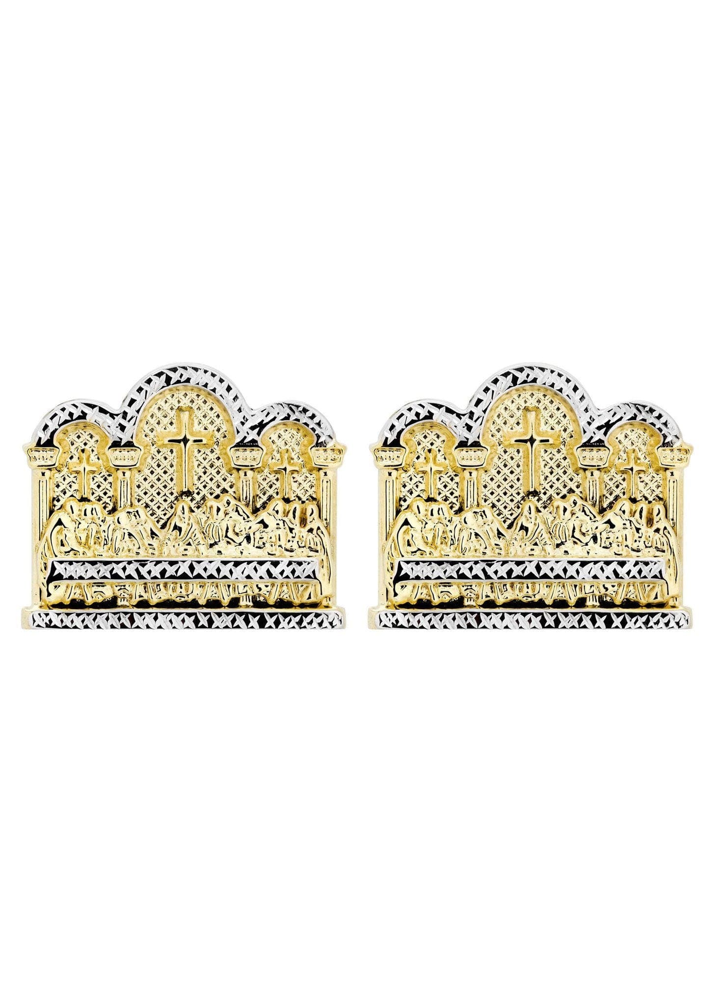 10K Last Supper Gold Earrings For Men | Appx 1 3/8 Inches Wide