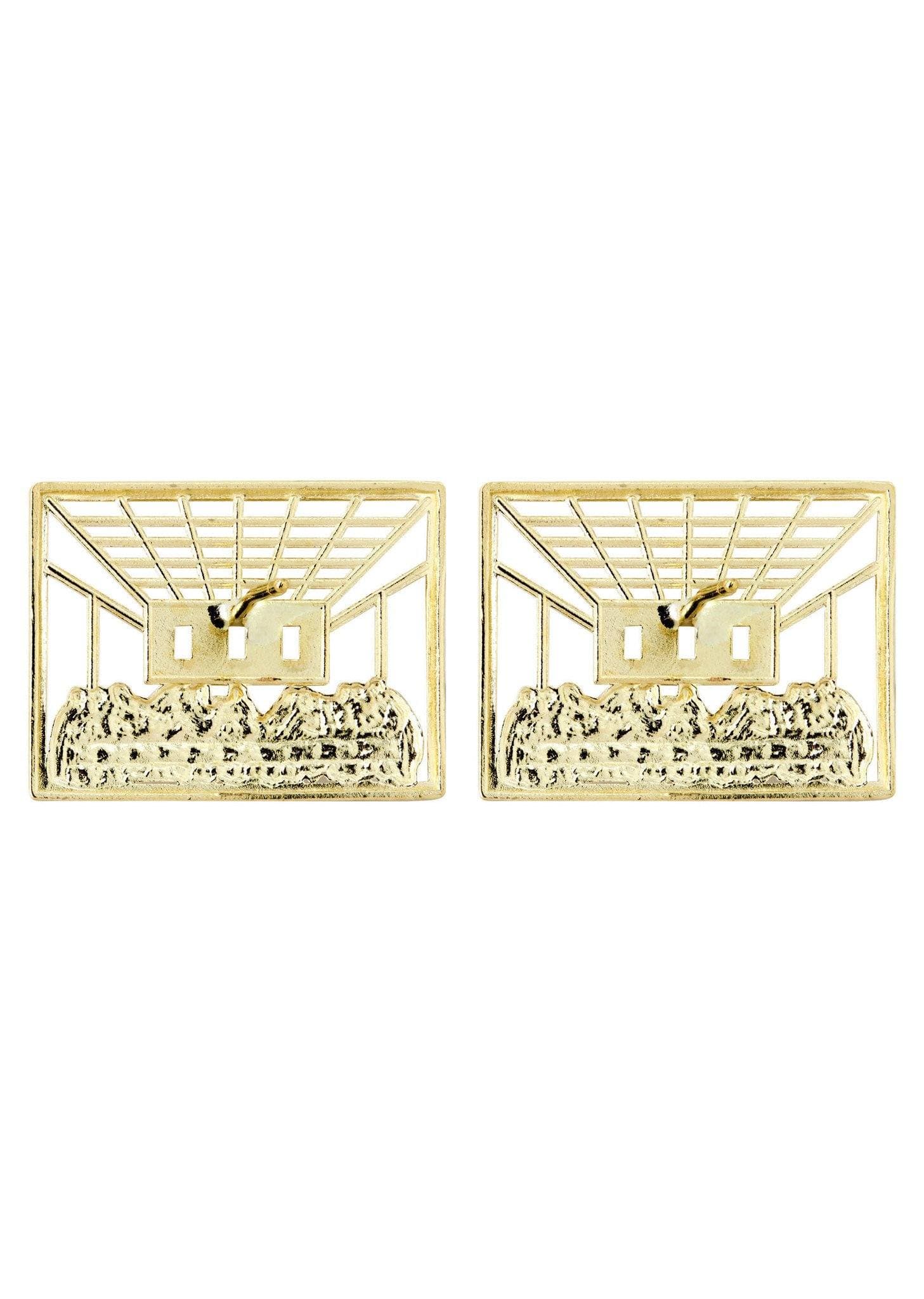 10K Last Supper Gold Earrings For Men | Appx 3/4 Inches Wide - Image 2