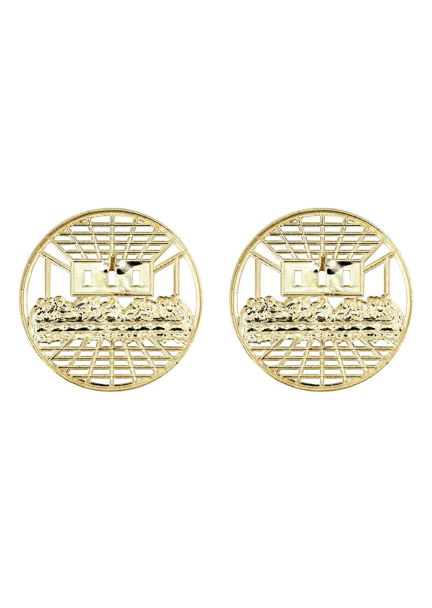 10K Last Supper Gold Earrings For Men | Appx 3/4 Inches Wide - Image 2