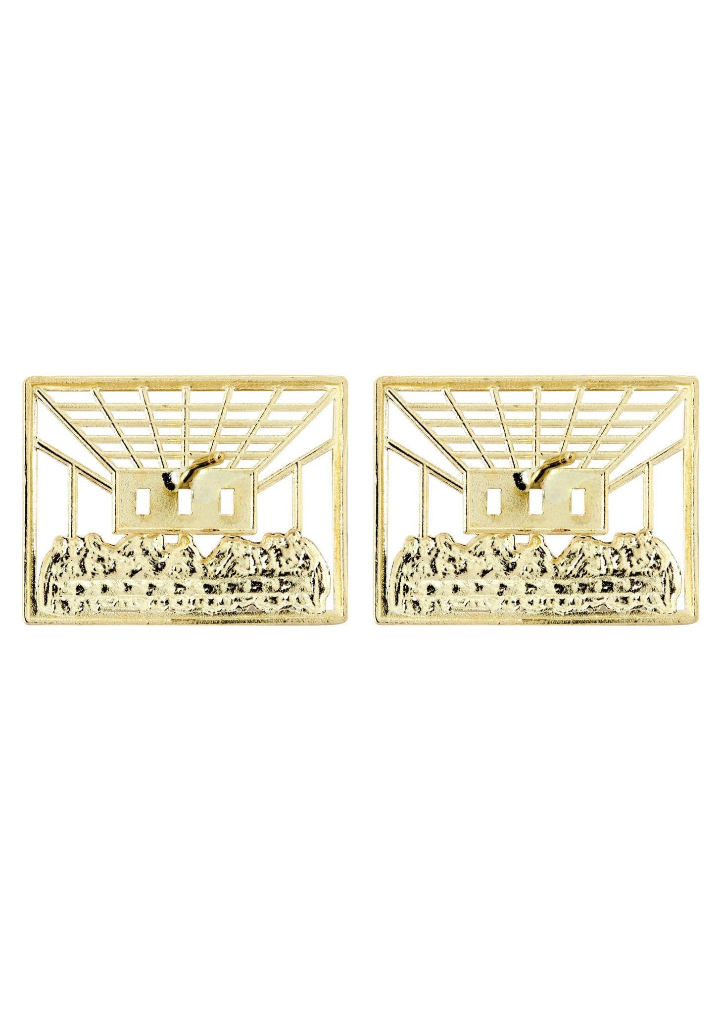 Last Supper 10K Yellow Gold Studs | Appx. Diameter 0.75 Inches - Image 2