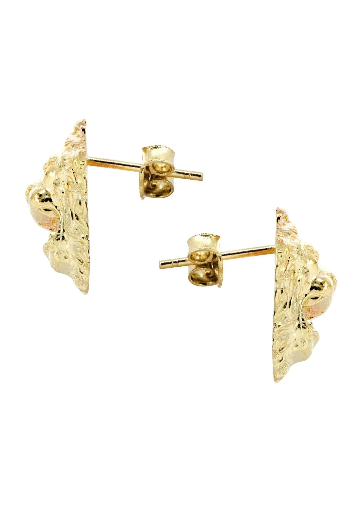 Lion 10K Yellow Gold Studs | Appx. Diameter 0.5 Inches - Image 3