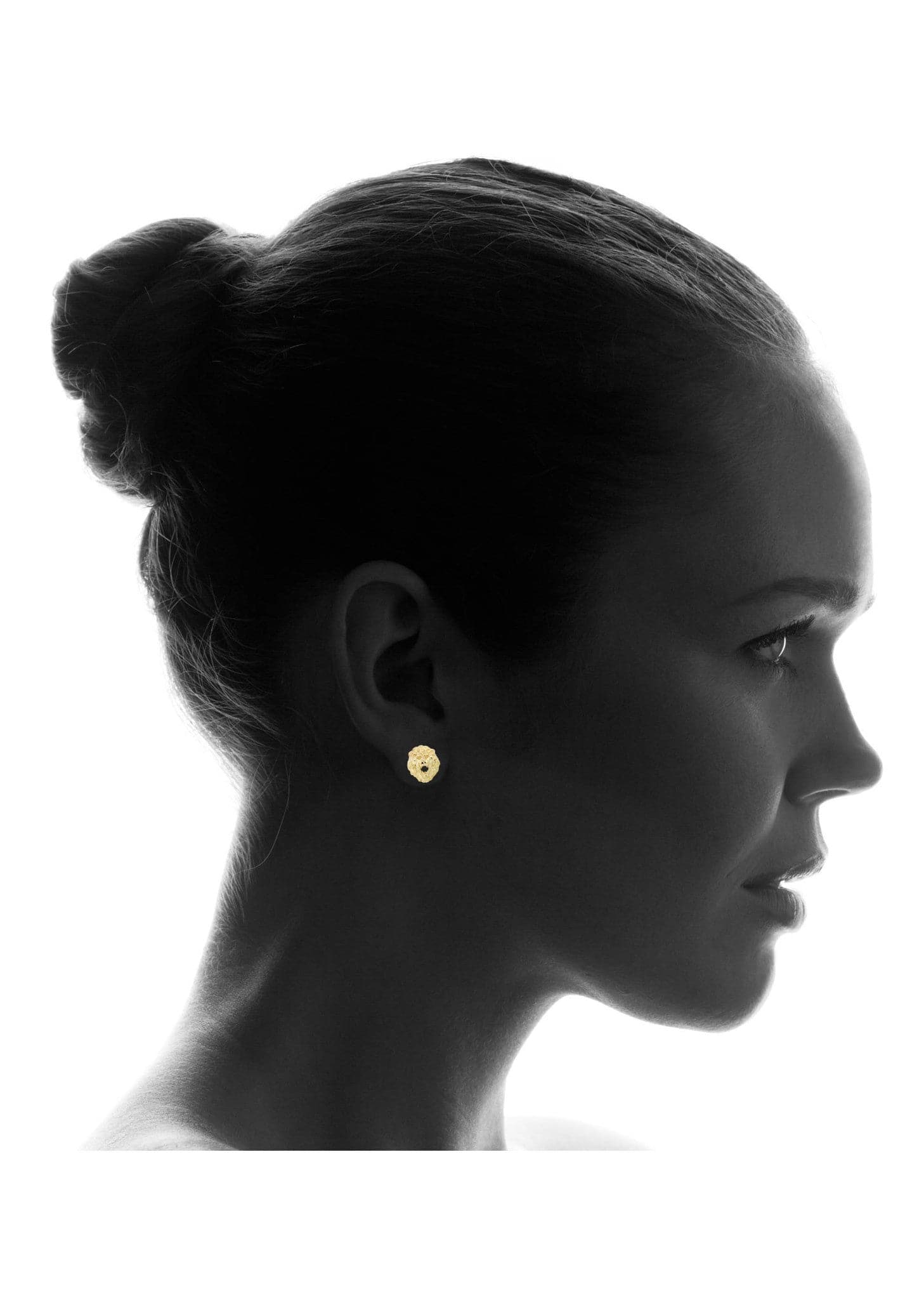 Lion 10K Yellow Gold Studs | Appx. Diameter 0.5 Inches - Image 4