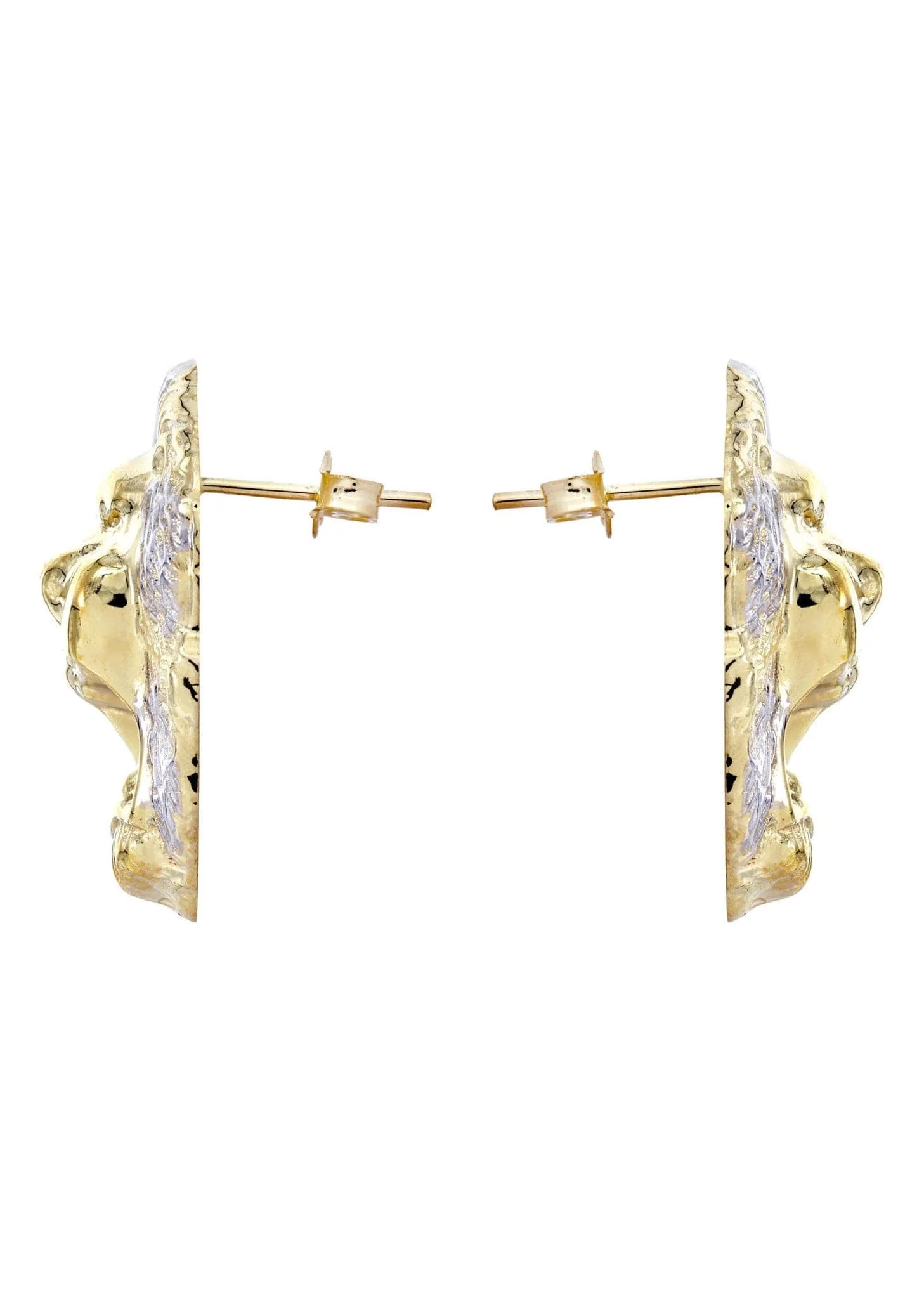 Lion 10K Yellow Gold Studs | Appx. Diameter 1 Inches - Image 2