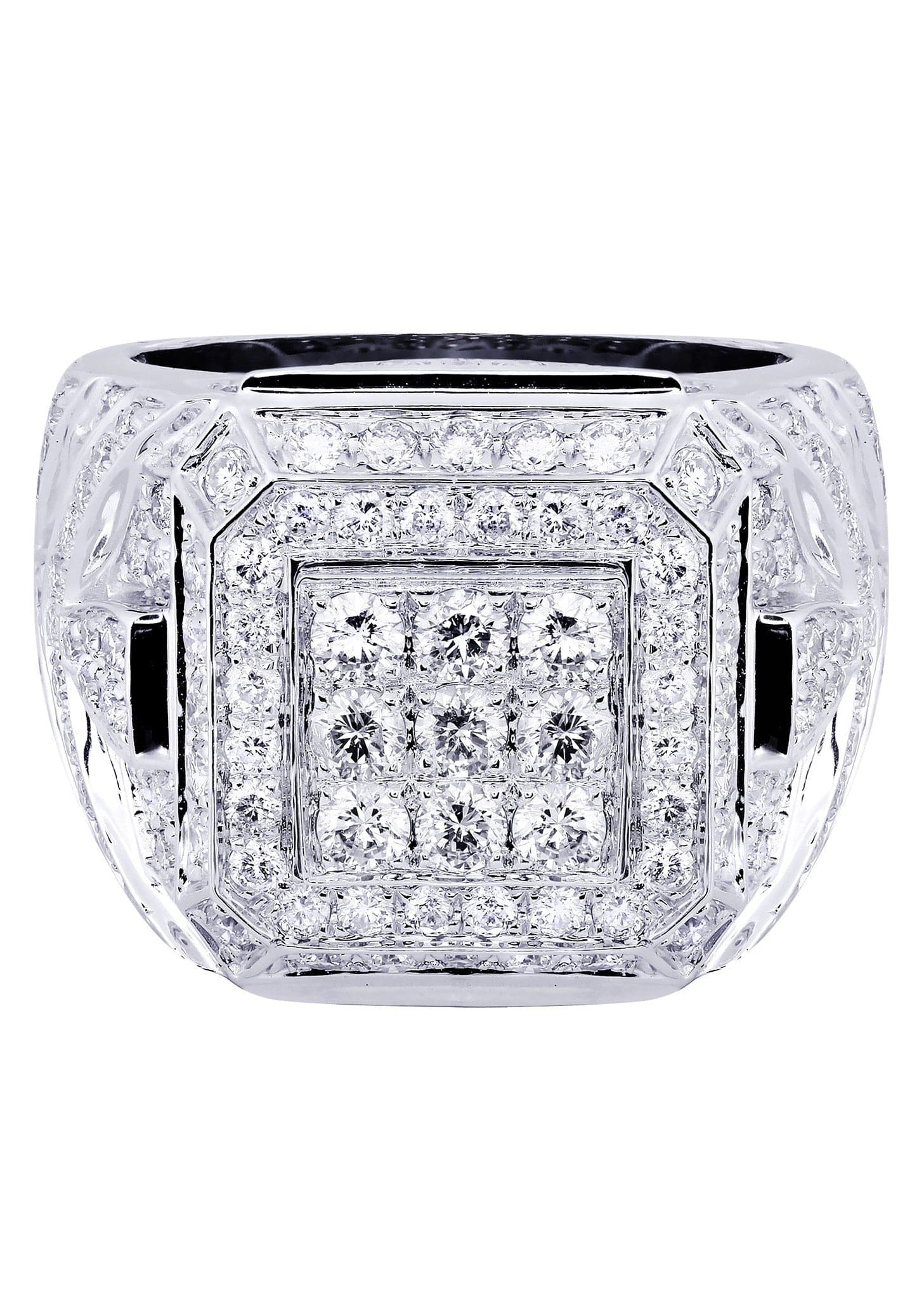 White Gold Mens Diamond Ring| 3.4 Carats| 17.9 Grams