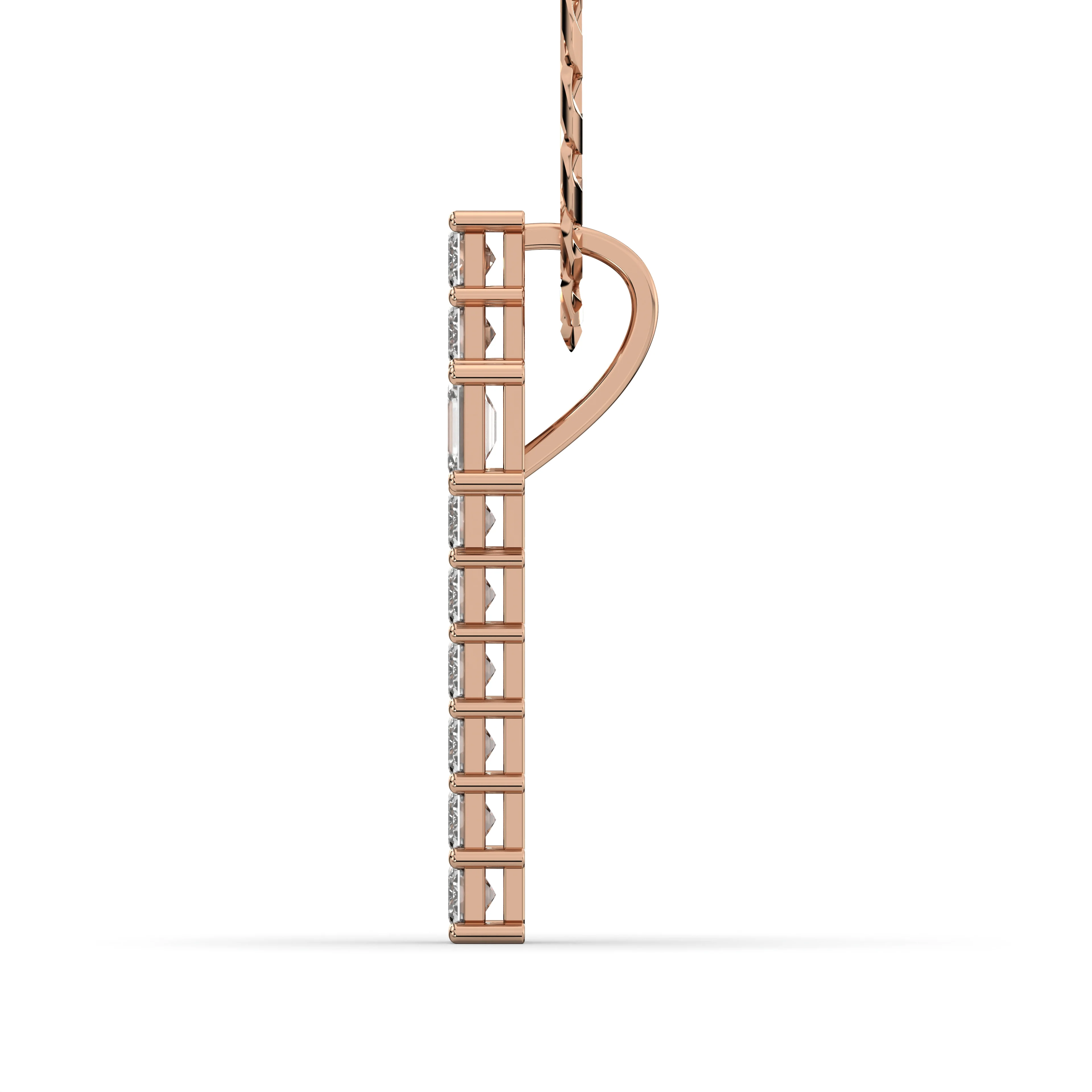 Men's Emerald Cut VVS Lab Diamond Customizable Rose Gold Cross Necklace Pendant - Image 2