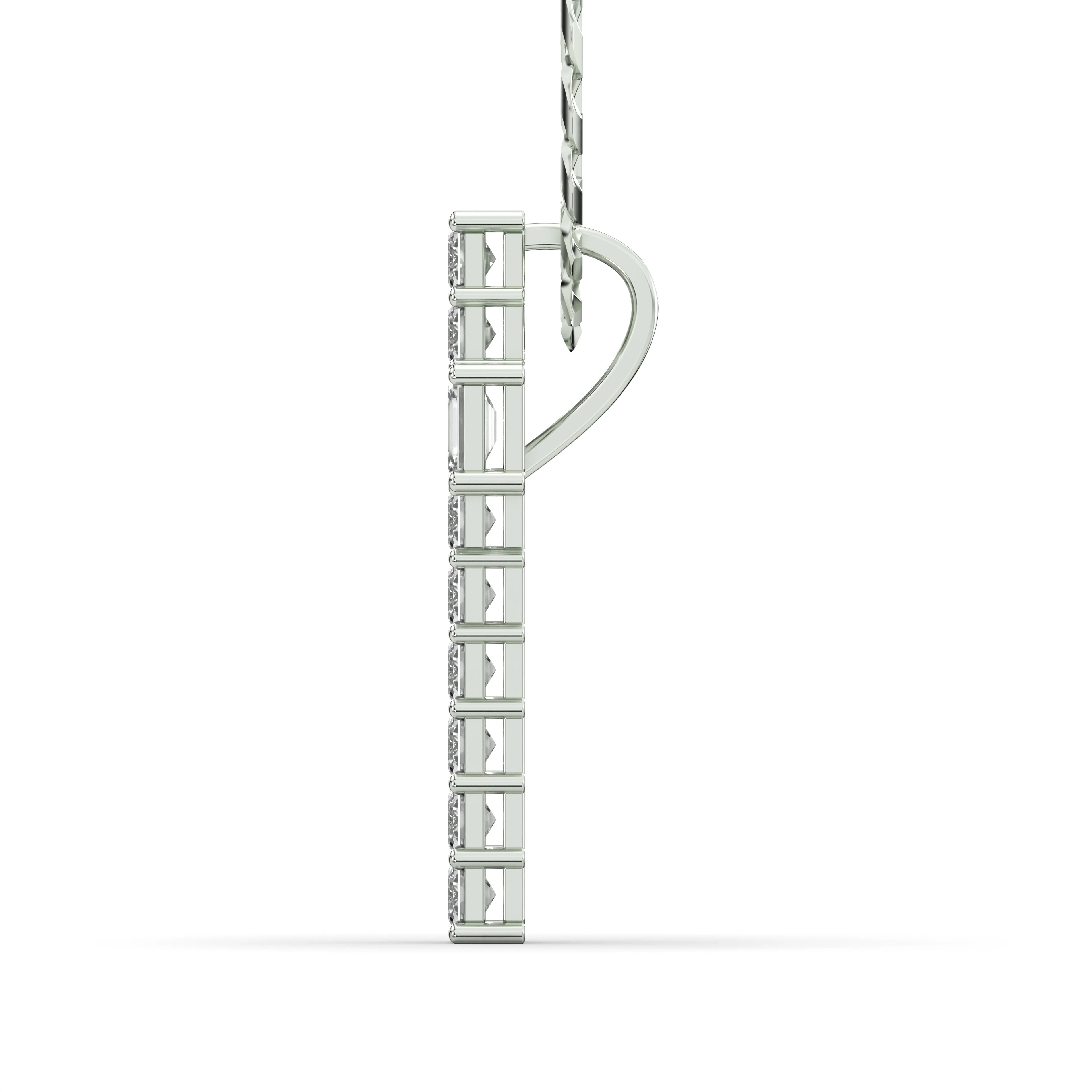 Men's Emerald Cut VVS Lab Diamond Customizable White Gold Cross Necklace Pendant - Image 2
