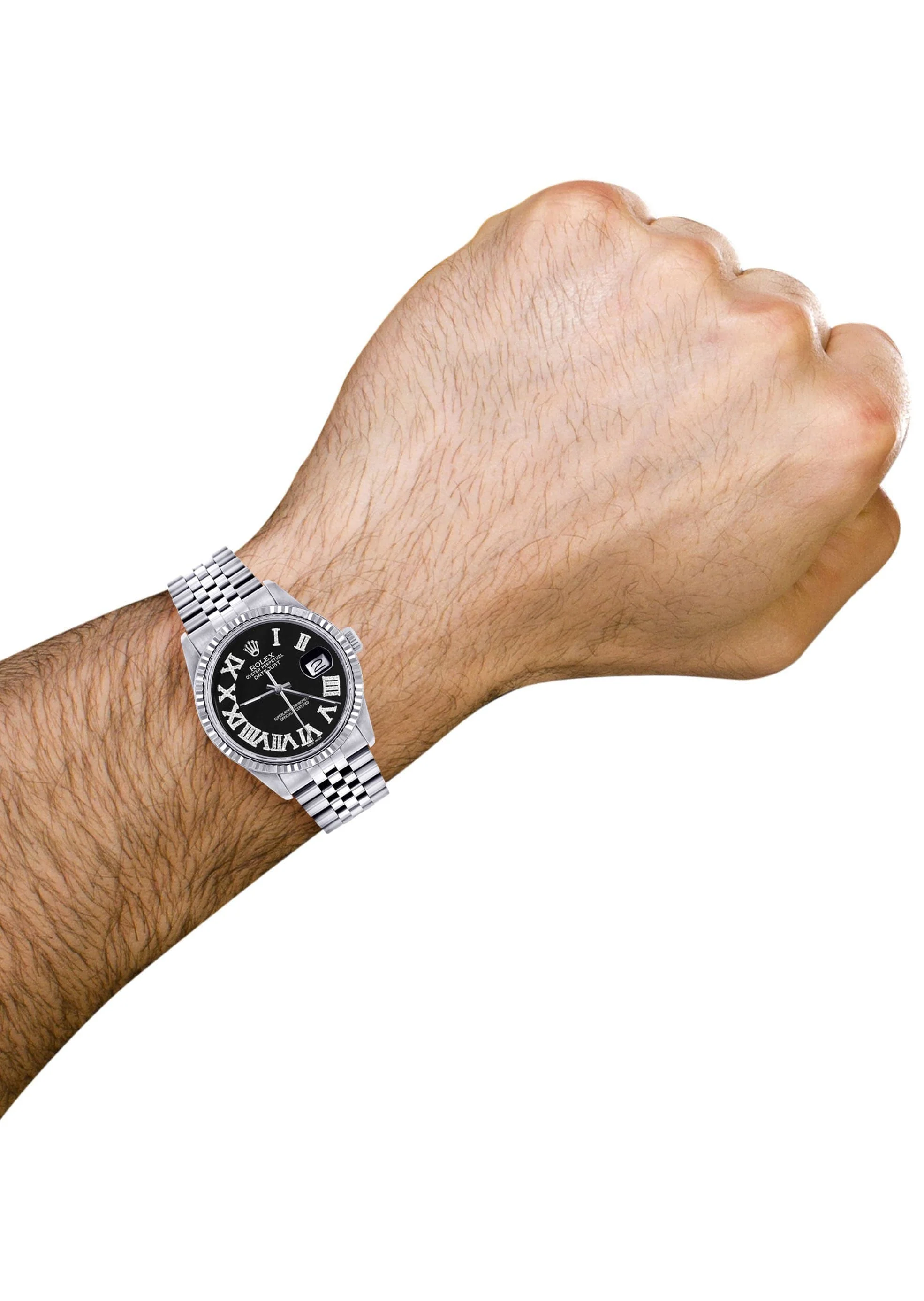 Mens Rolex Datejust Watch 16200 | Fluted Bezel | 36Mm | Black Roman Numeral Dial | Jubilee Band - Image 3