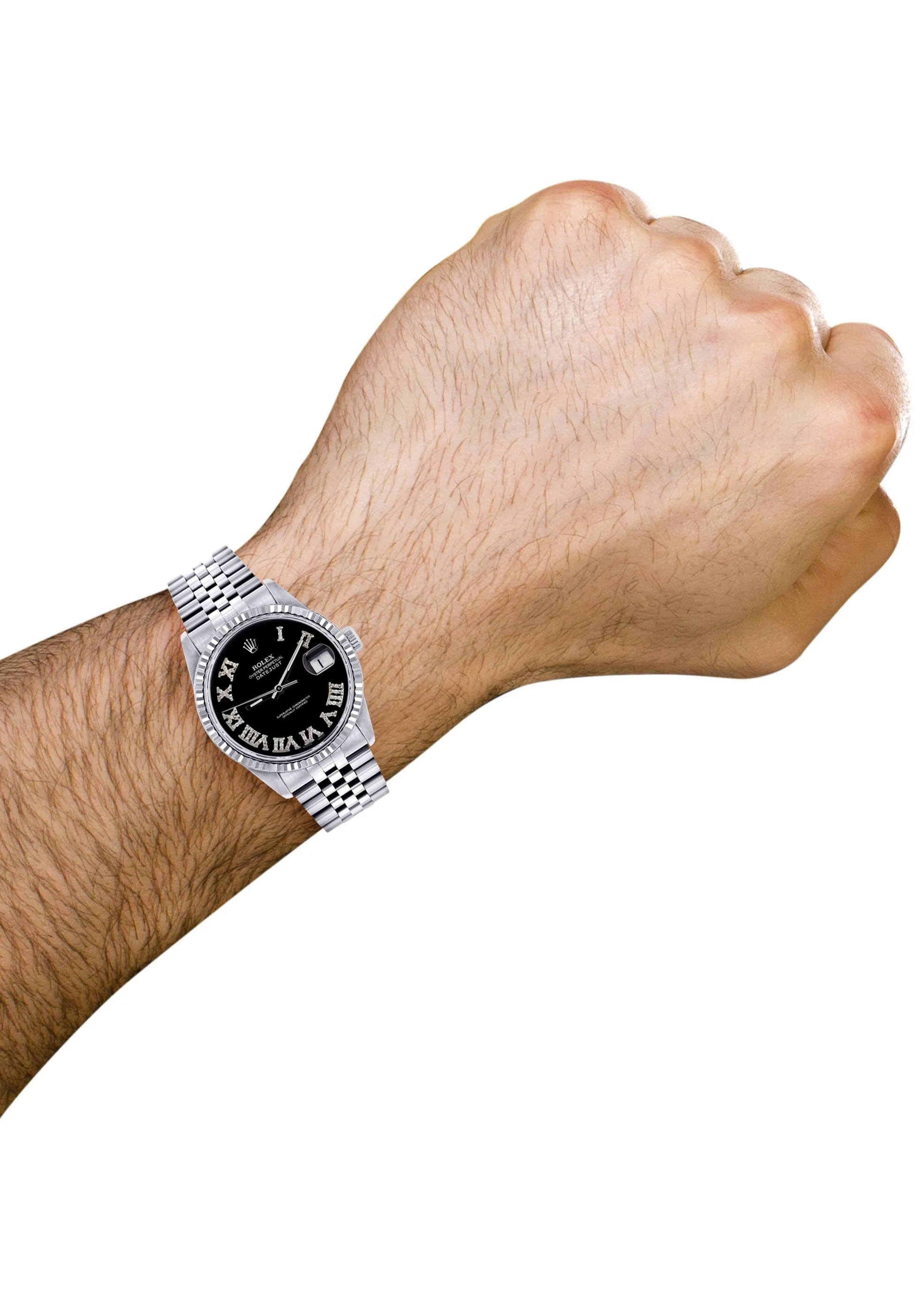 Mens Rolex Datejust Watch 16200 | Fluted Bezel | 36Mm | Black Roman Numeral Dial | Jubilee Band - Image 3