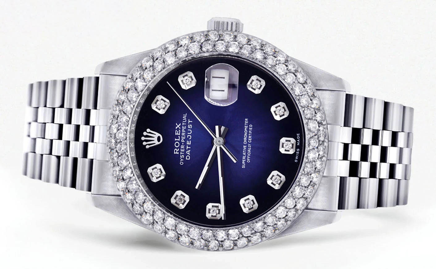 Mens Rolex Datejust Watch 16200 | 36Mm | Blue Black Dial | Two Row 4.25 Carat Bezel | Jubilee Band - Image 2