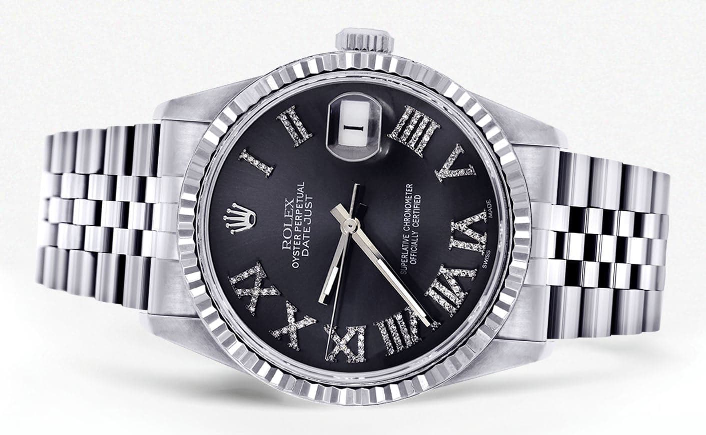 Mens Rolex Datejust Watch 16200 | Fluted Bezel | 36Mm | Chrome Roman Numeral Dial | Jubilee Band - Image 2