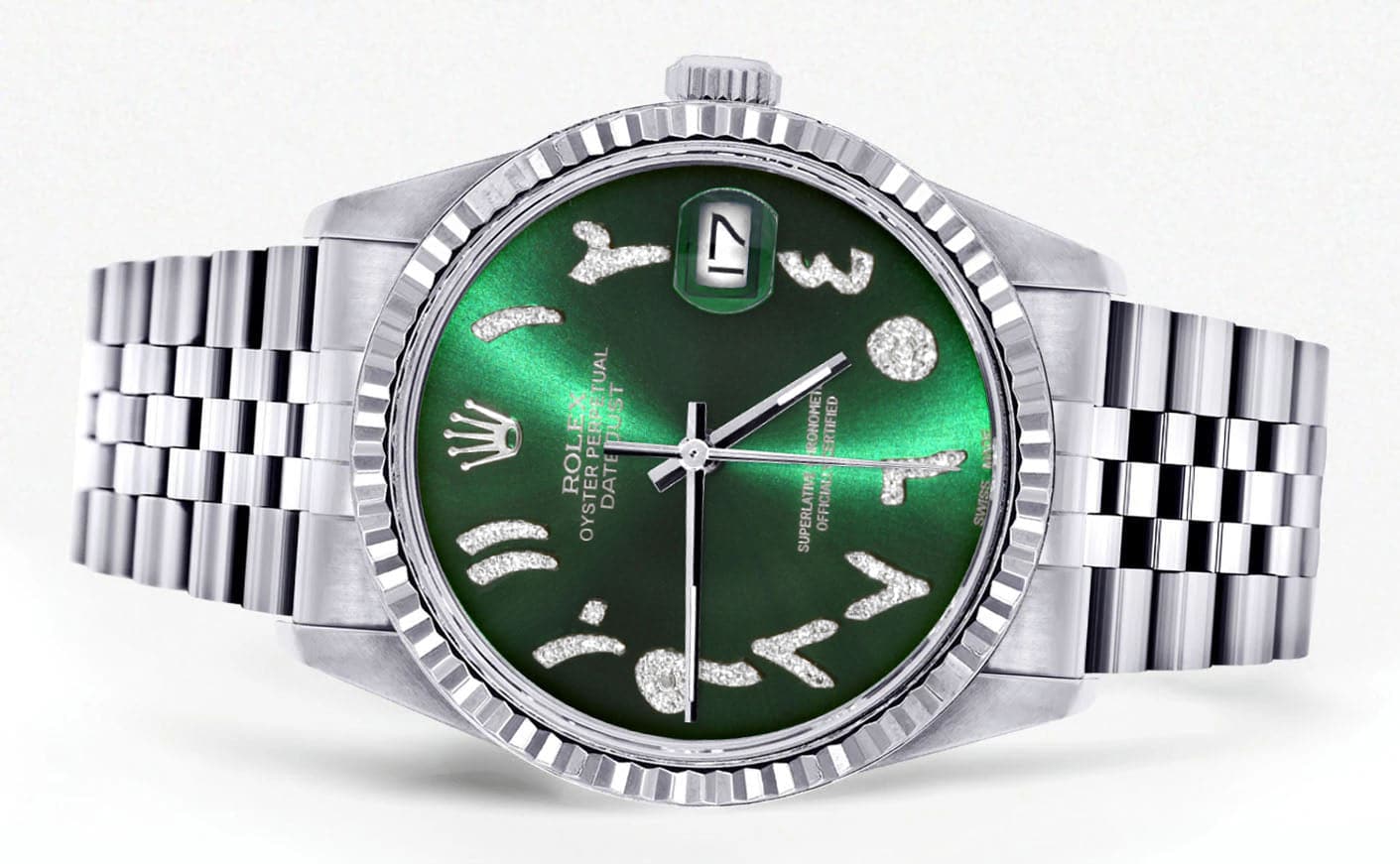 Mens Rolex Datejust Watch 16200 | Fluted Bezel | 36Mm | Green Arabic Dial | Jubilee Band - Image 2