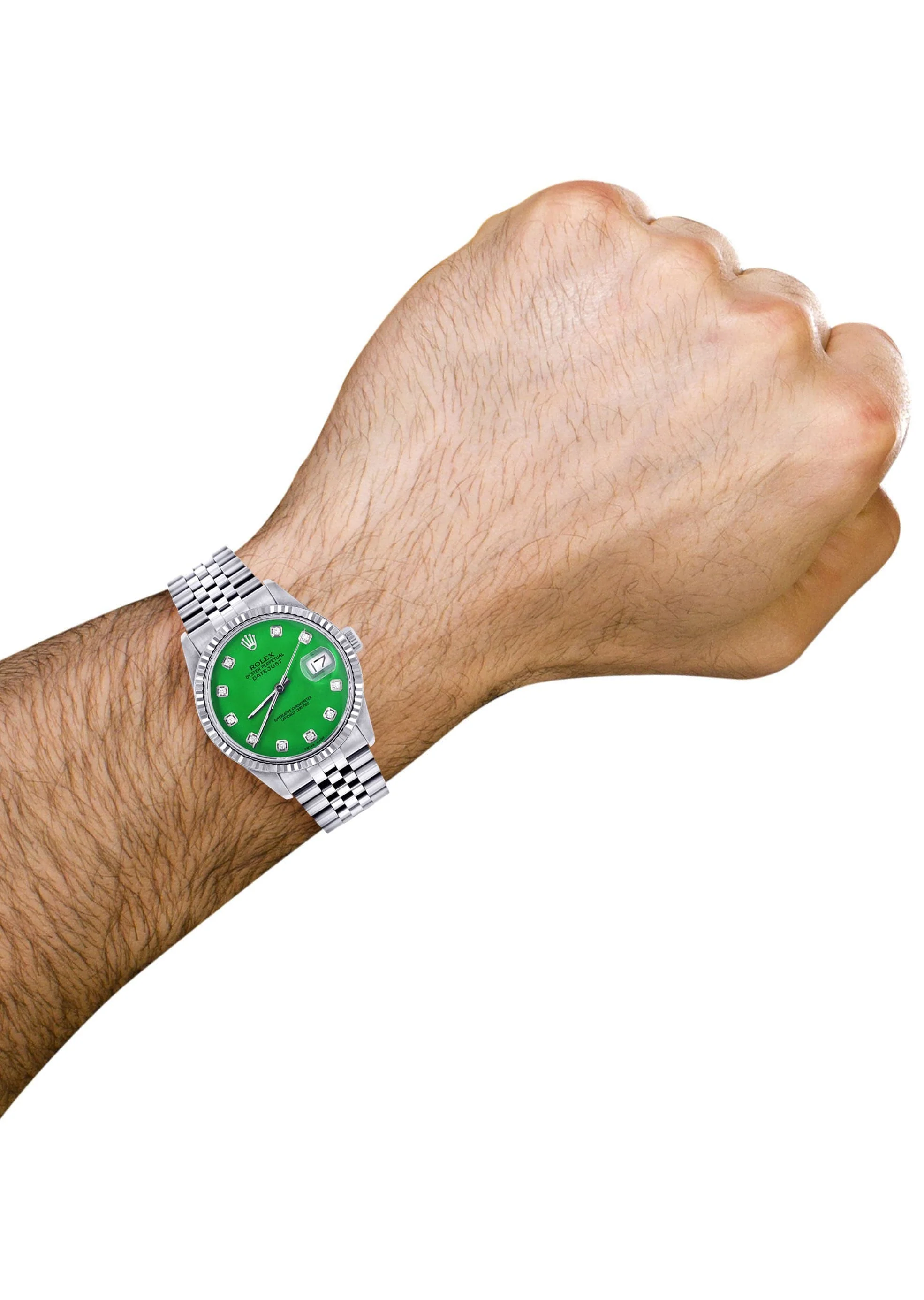 Mens Rolex Datejust Watch 16200 | Fluted Bezel | 36Mm | Green Dial | Jubilee Band - Image 3