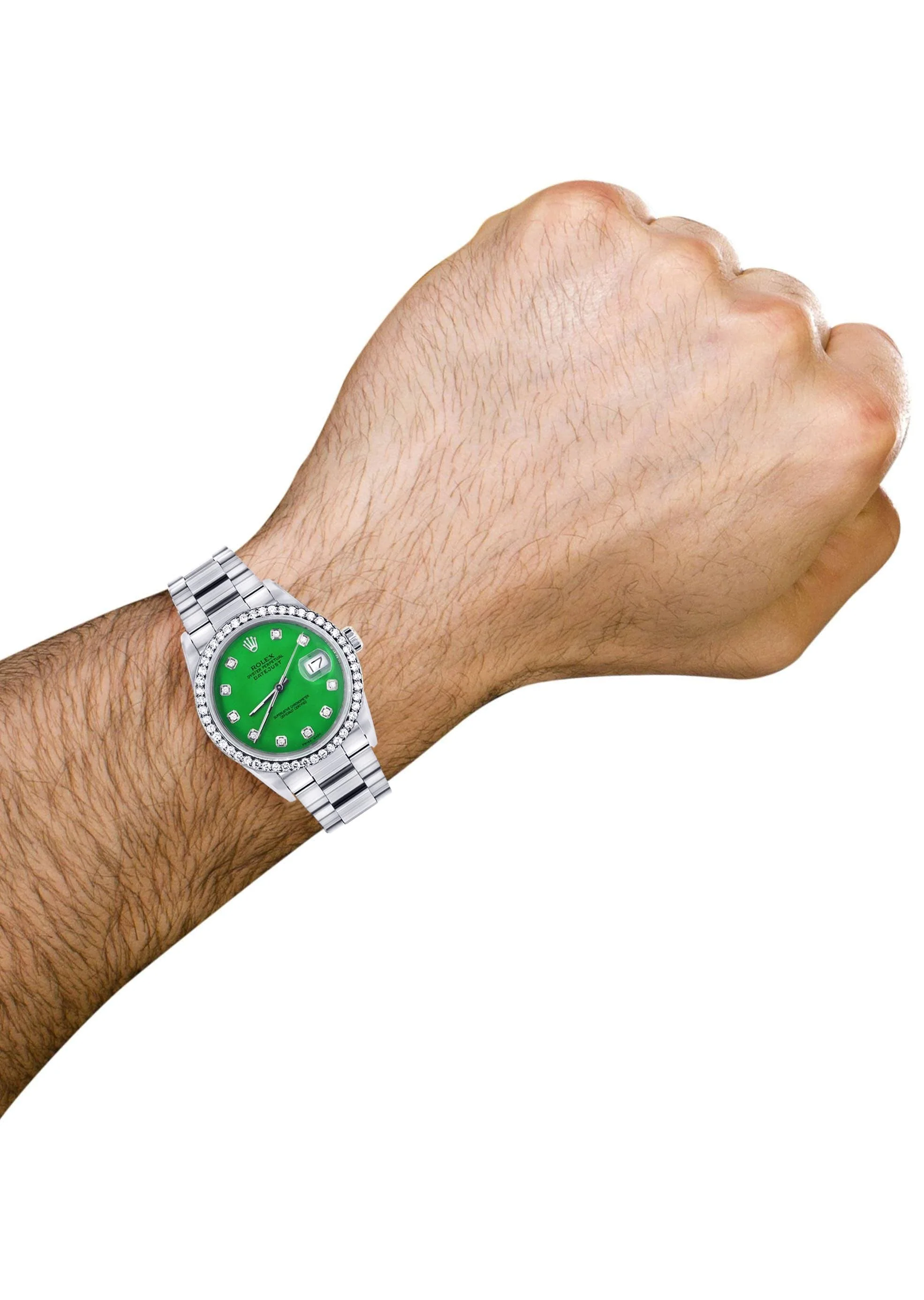 Mens Rolex Datejust  Watch 16200 | 36Mm | Green Dial | Oyster Band - Image 4