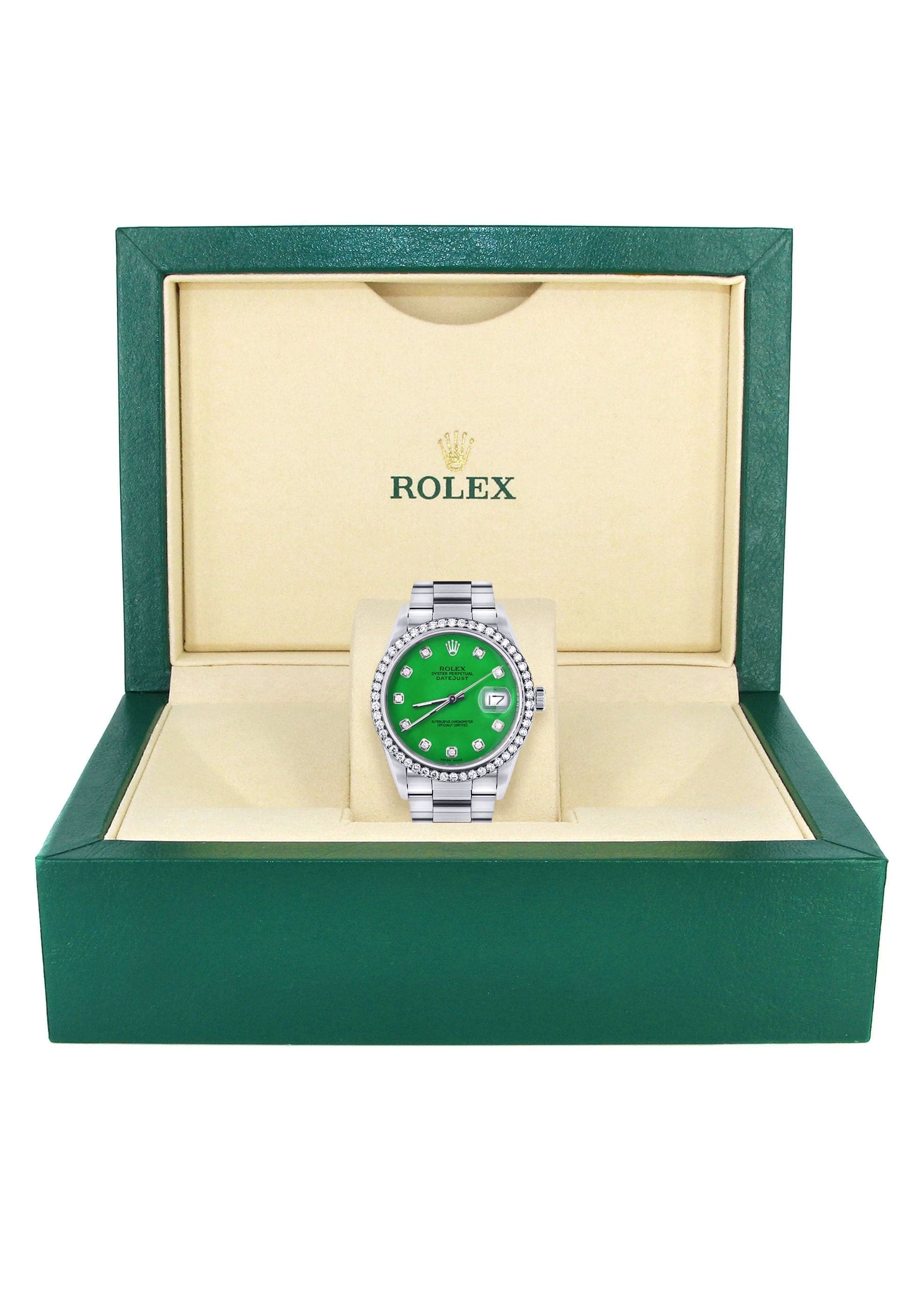 Mens Rolex Datejust  Watch 16200 | 36Mm | Green Dial | Oyster Band - Image 7