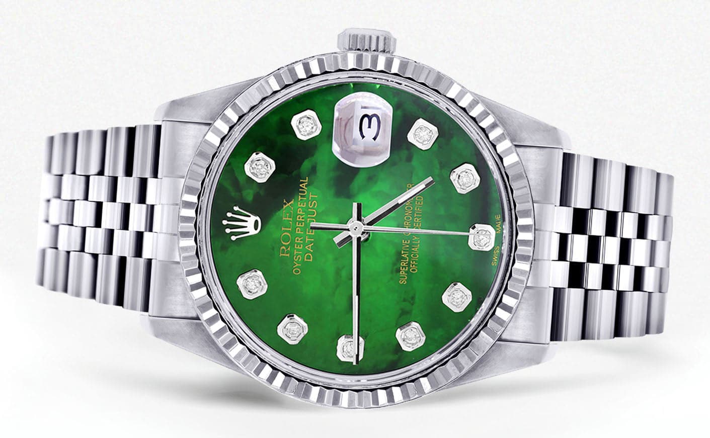 Mens Rolex Datejust Watch 16200 | Fluted Bezel | 36Mm | Green Mother of Pearl Dial | Jubilee Band - Image 2