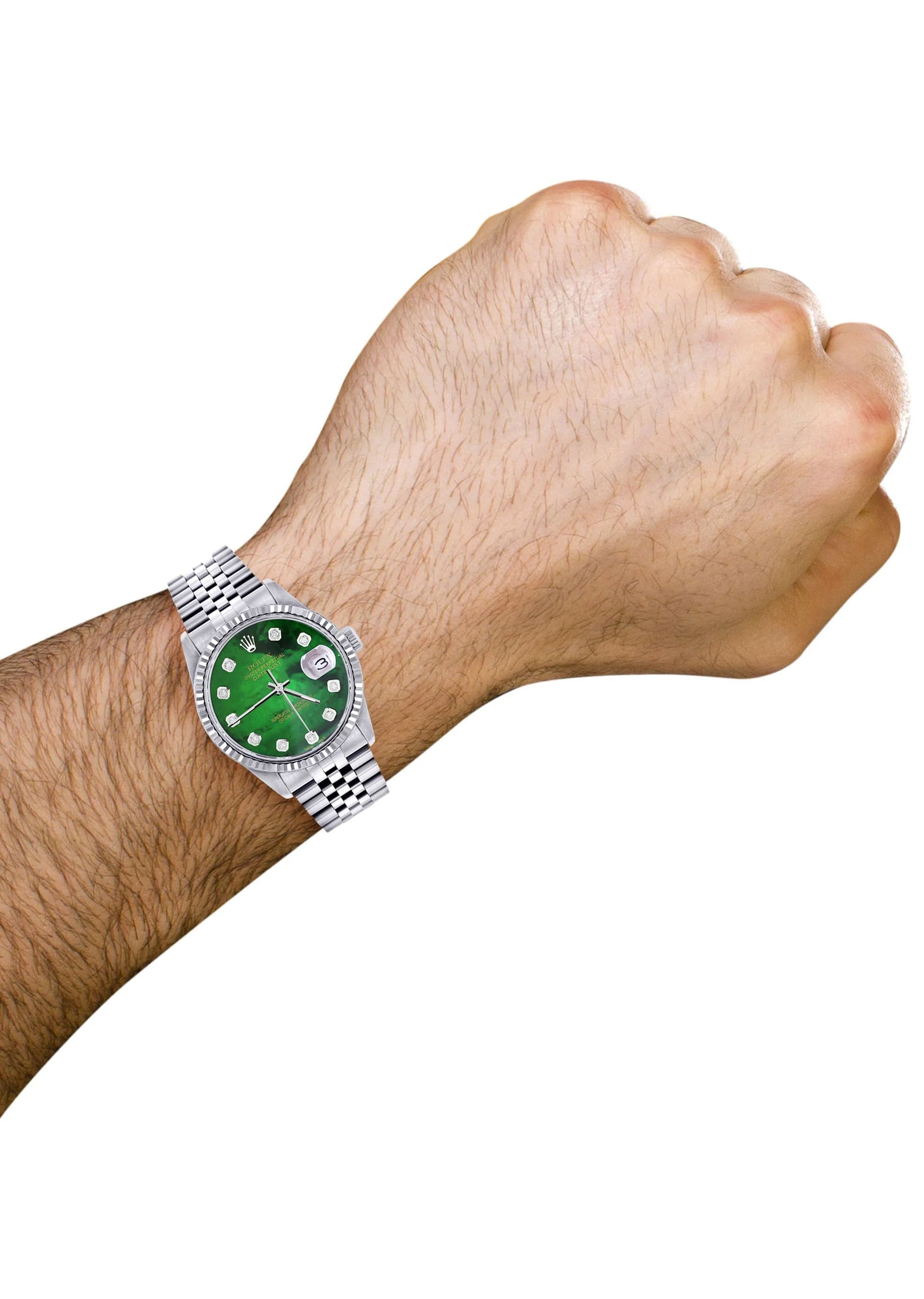 Mens Rolex Datejust Watch 16200 | Fluted Bezel | 36Mm | Green Mother of Pearl Dial | Jubilee Band - Image 3