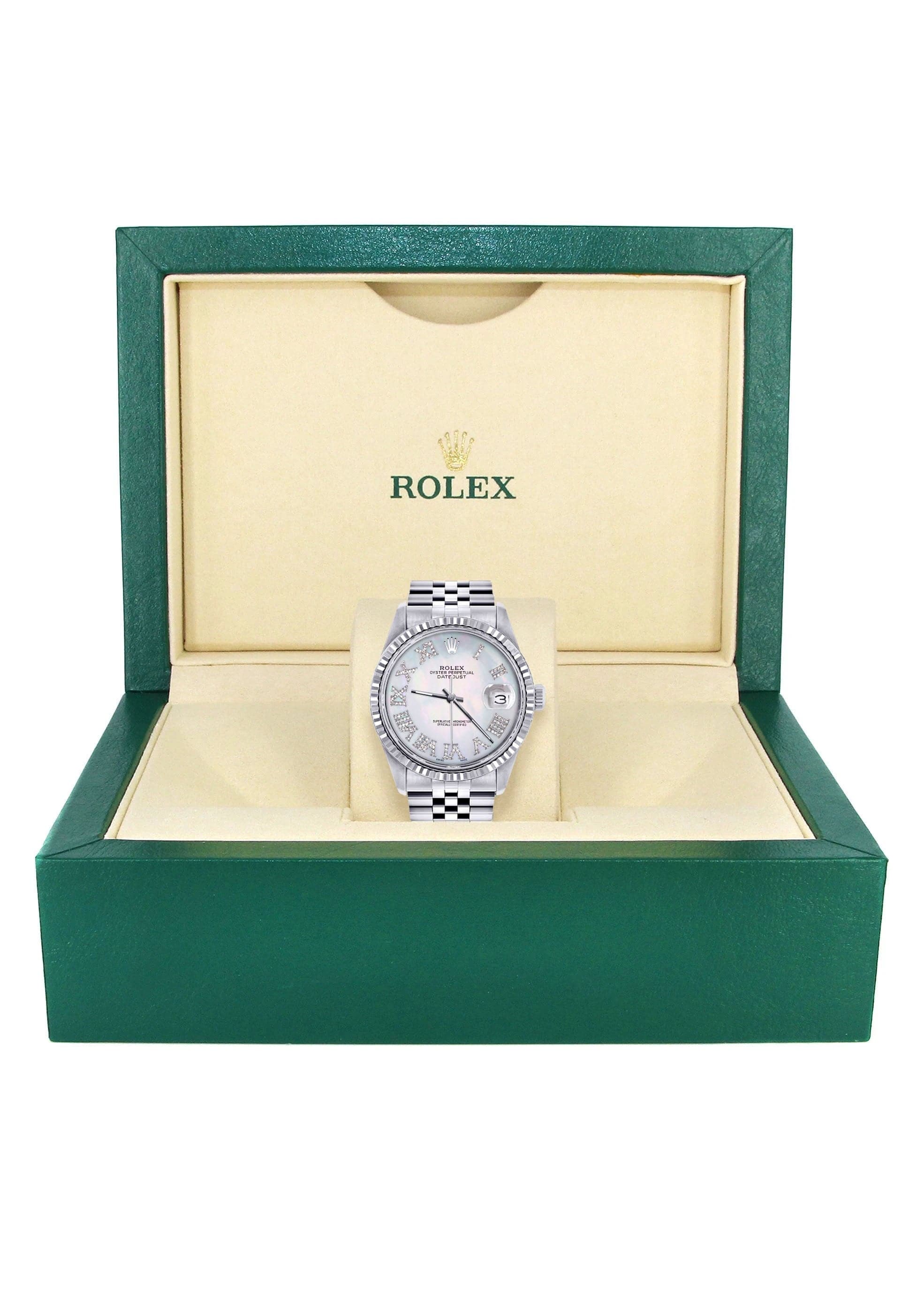 Mens Rolex Datejust Watch 16200 | Fluted Bezel | 36Mm | Mother of Pearl Roman Dial | Jubilee Band - Image 4