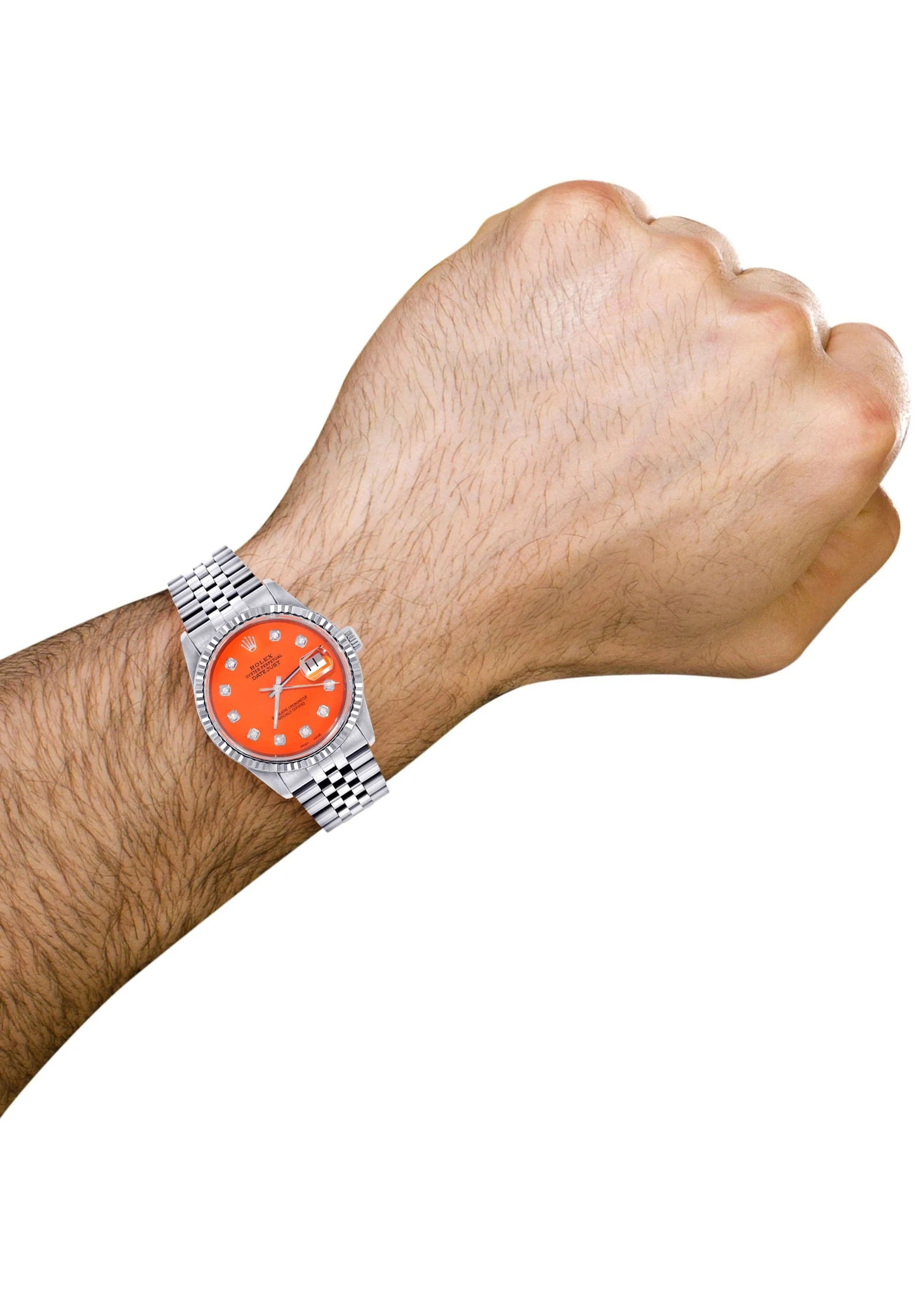Mens Rolex Datejust Watch 16200 | Fluted Bezel | 36Mm | Orange Dial | Jubilee Band - Image 3