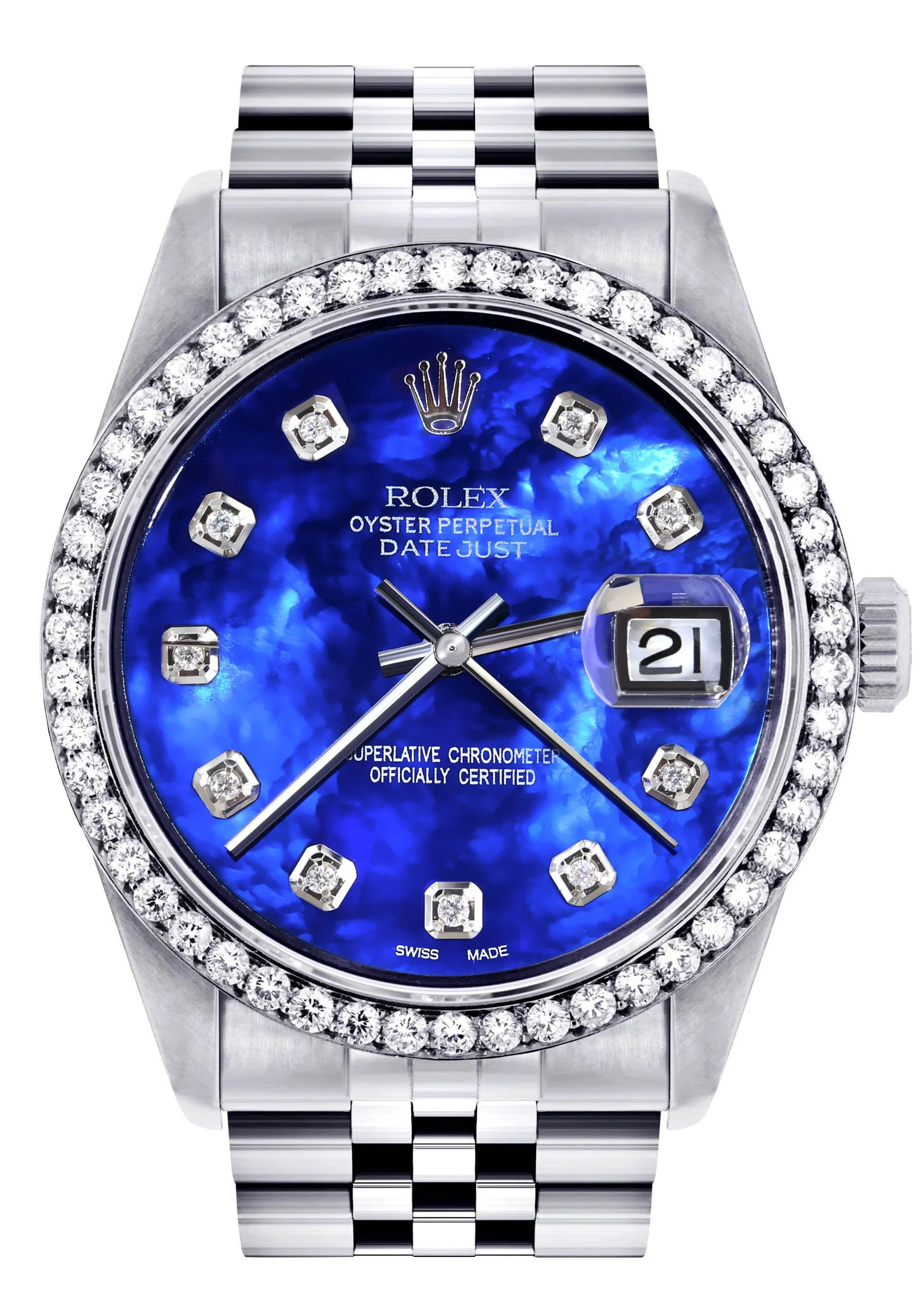 Mens Rolex Datejust Watch 16200 | 36Mm | Pearl Blue Dial | Jubilee Band