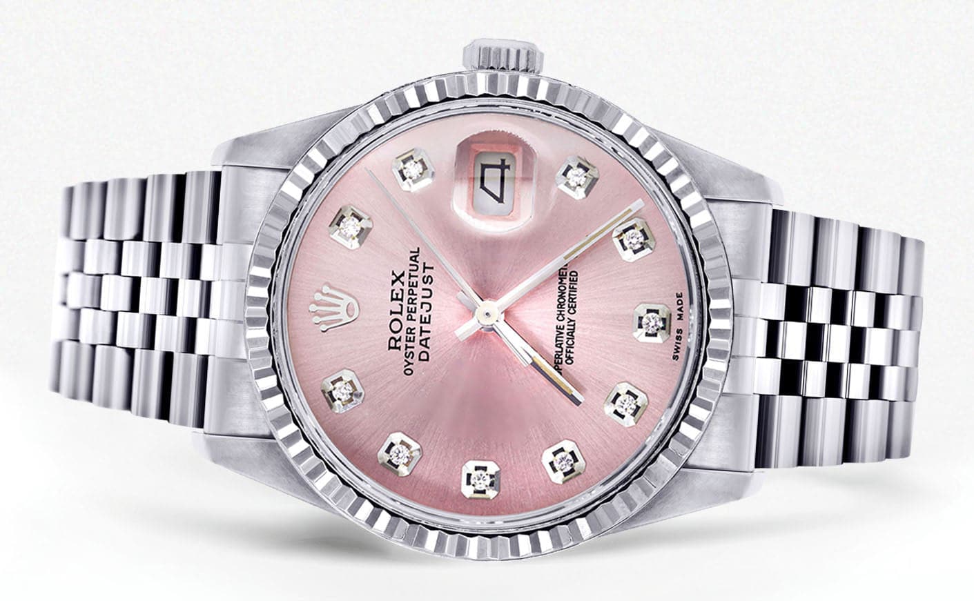 Mens Rolex Datejust Watch 16200 | Fluted Bezel | 36Mm | Pink Dial | Jubilee Band - Image 2