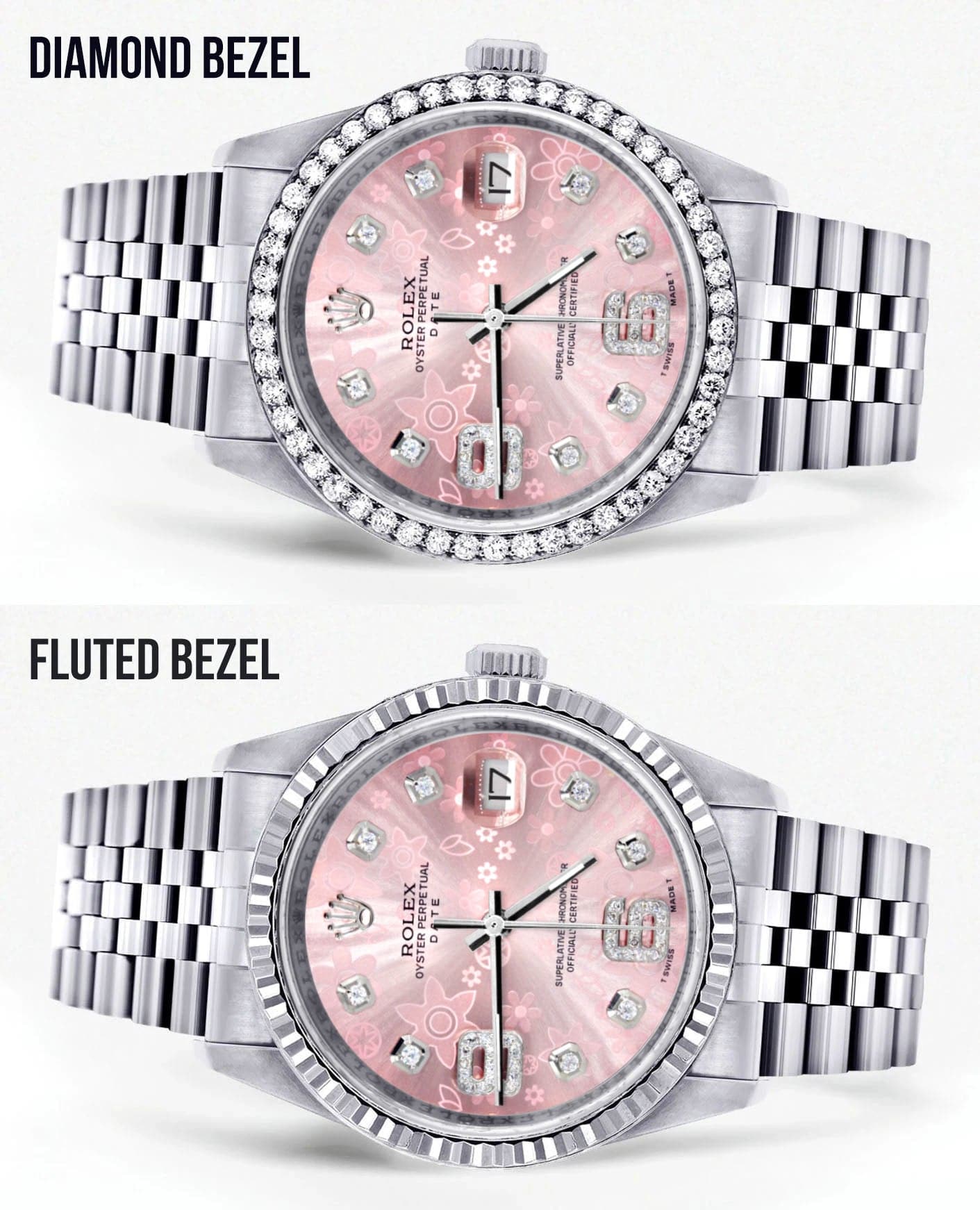 Mens Rolex Datejust Watch 16200 | 36Mm | Pink Flower Diamond Dial | Jubilee Band - Image 2